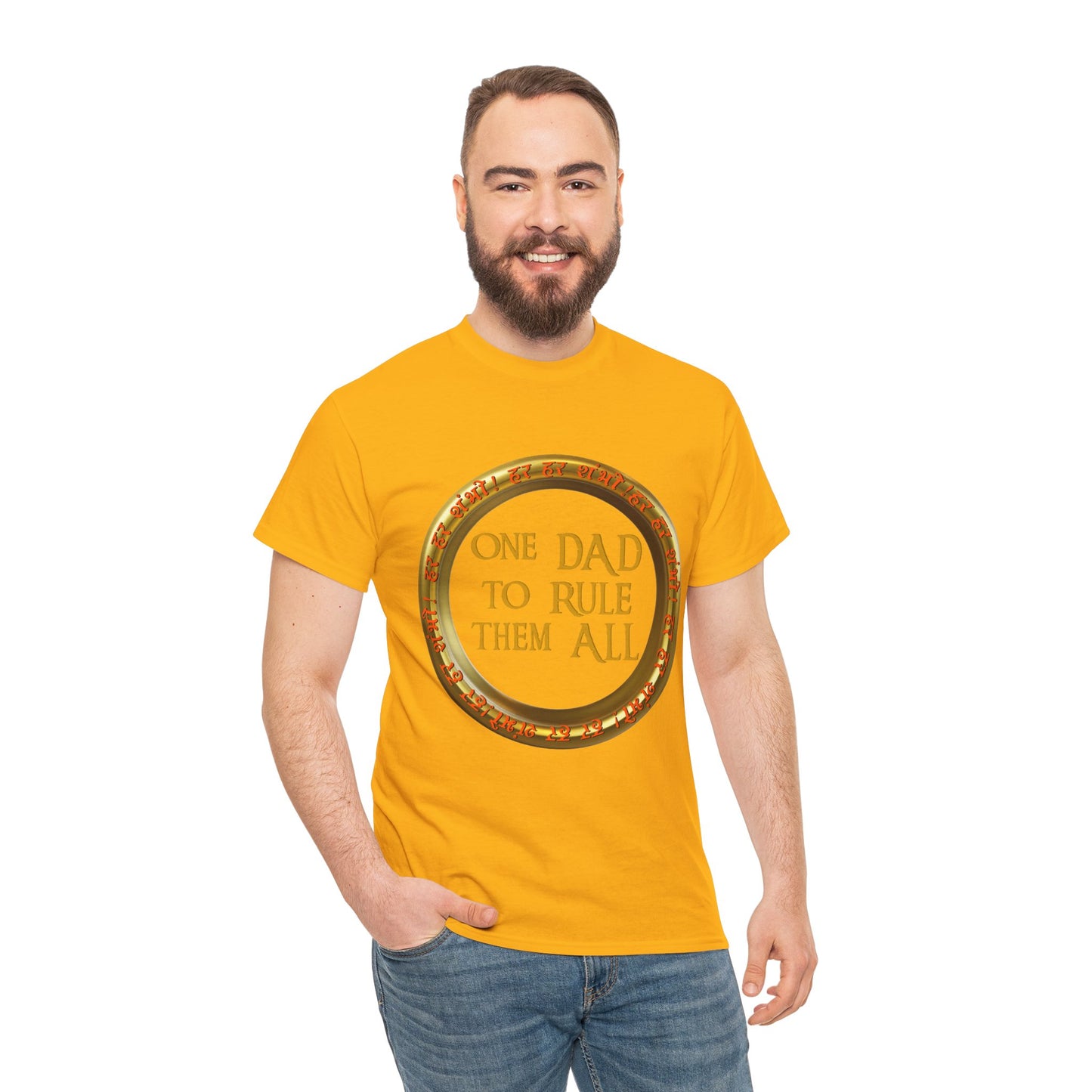 LOTR Themed 'One Dad To Rule Them All' Unisex Tee, Funny Gift for Father's Day, Parent Humor Shirt, Geeky Menswear, Unique Family T-Shirt, Birthday Gift, Fantasy, DND, RPG, TTRPG, Geek, Nerd