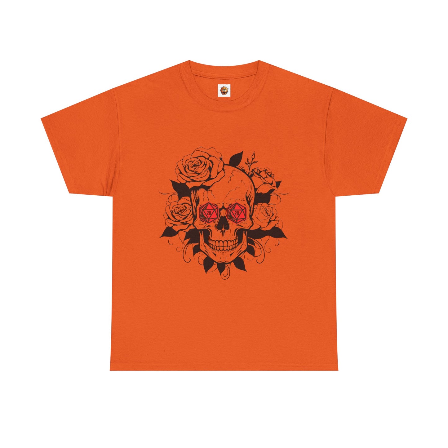 Gothic Floral Skull D20 Dungeons and Dragons DND Unisex Heavy Cotton Tee Shirt - RPG, TTRPG, Roleplaying, Geek, Nerd