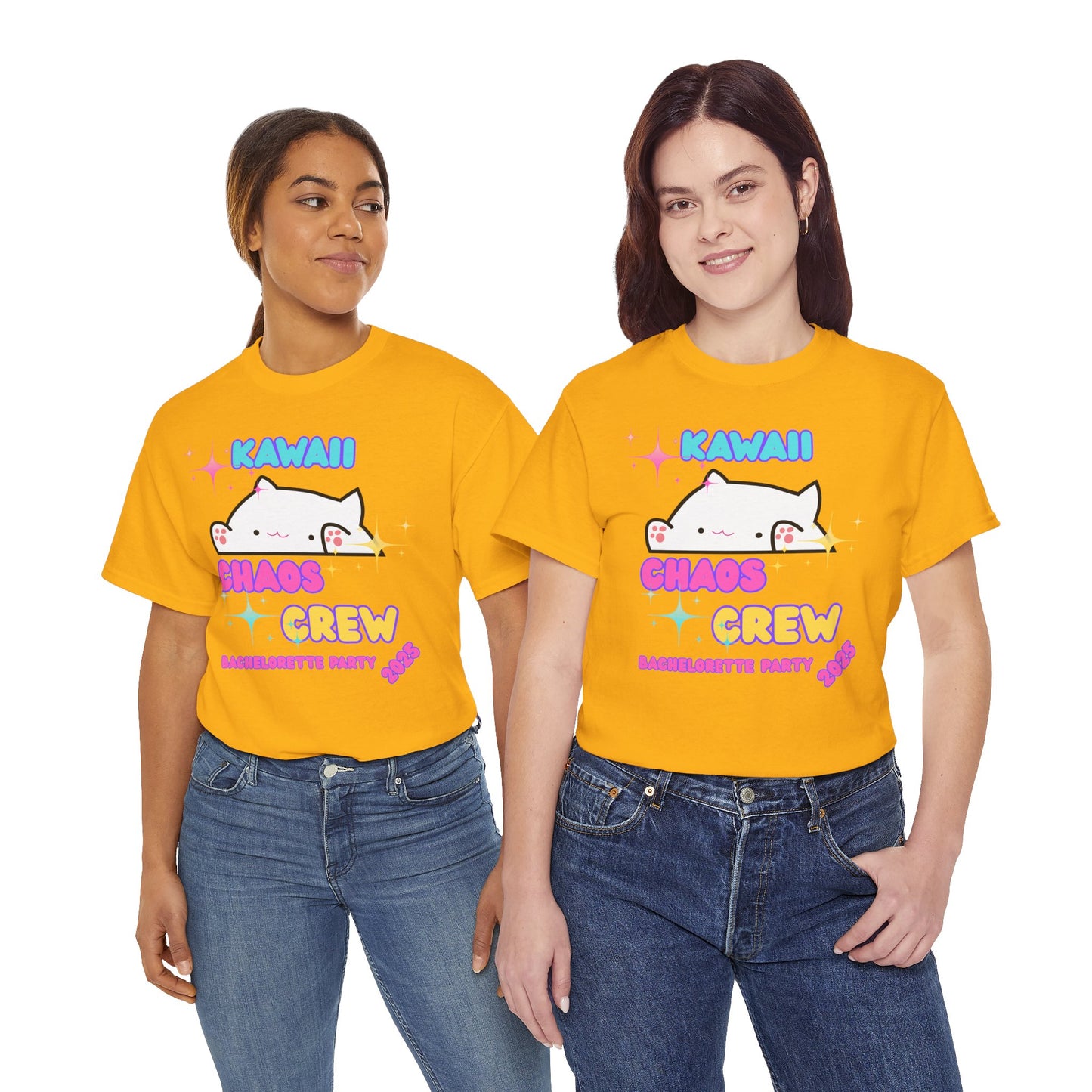 Cute Kawaii Chaos Crew Bachelorette Party 2025 Unisex Heavy Cotton Tee - Perfect for Anime Lovers, Funny, Weeb, Otaku, Geek, Nerd, Cat