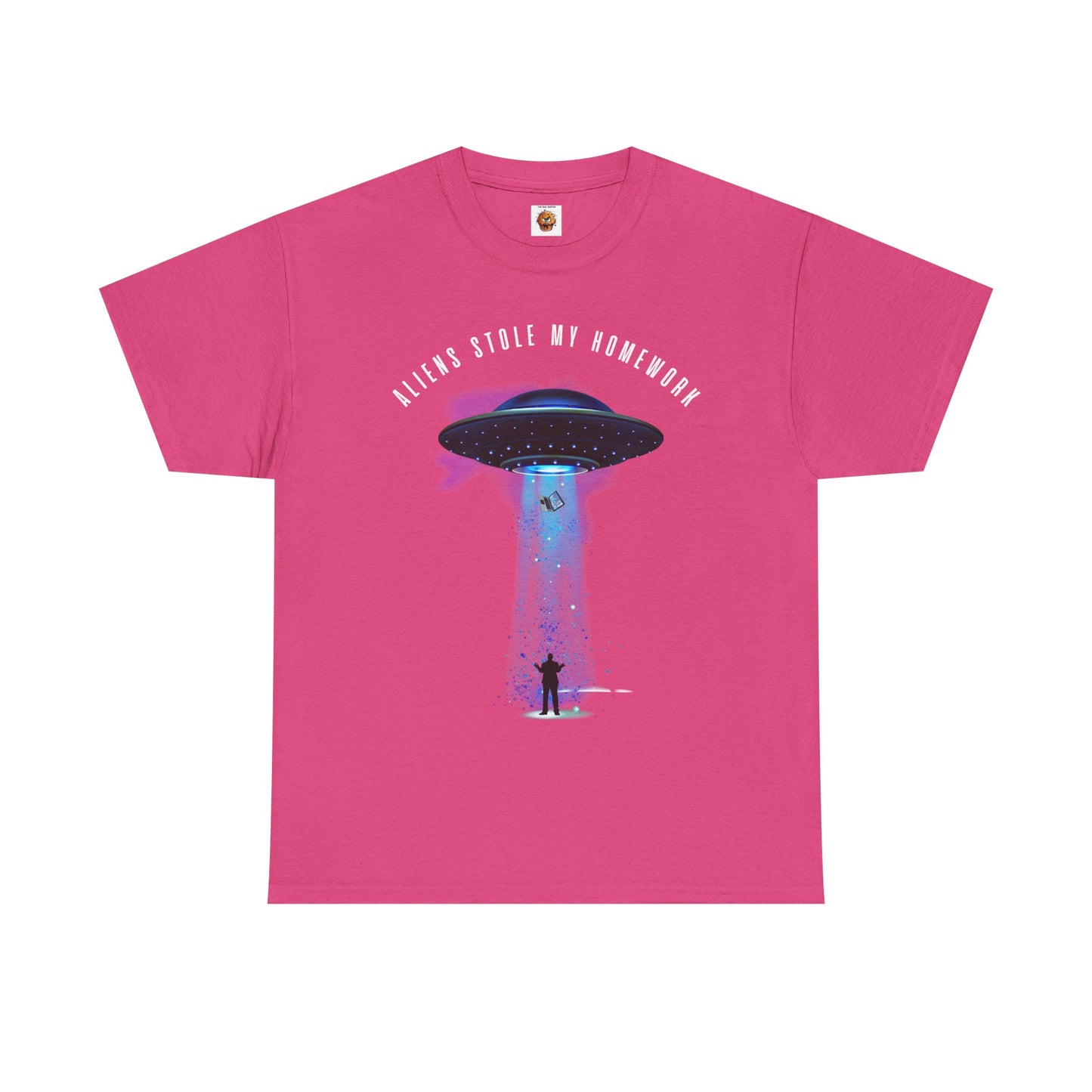 Flying Saucer Alien Abduction Unisex Heavy Cotton Tee Shirt - Aliens Stole My Homework UFO Graphic T-Shirt, Geek, Nerd