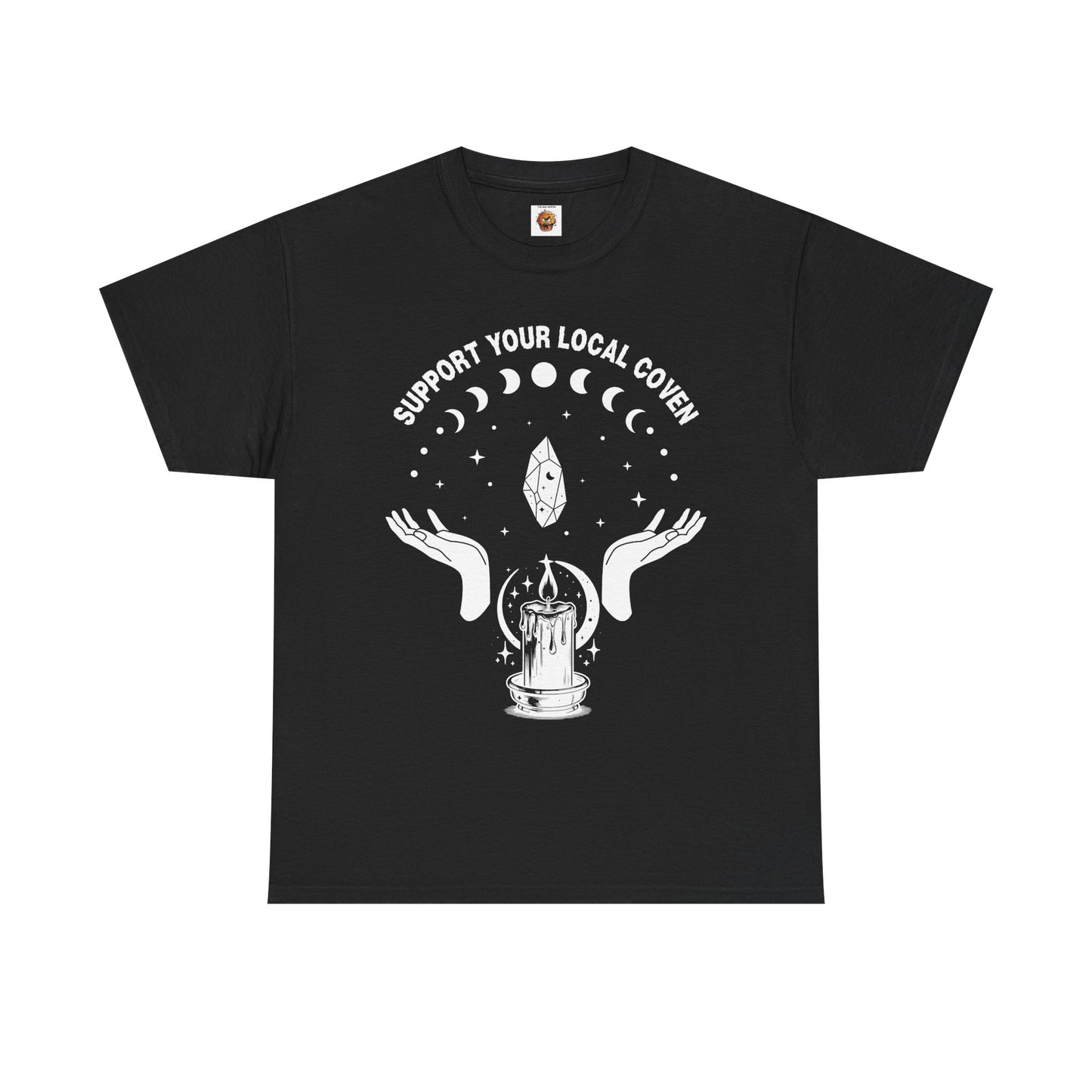 Support Your Local Coven Unisex Heavy Cotton Tee Shirt T-Shirt - Perfect for Halloween Lovers, Witch, Withcraft, Magic, Halloween, Geek, Nerd