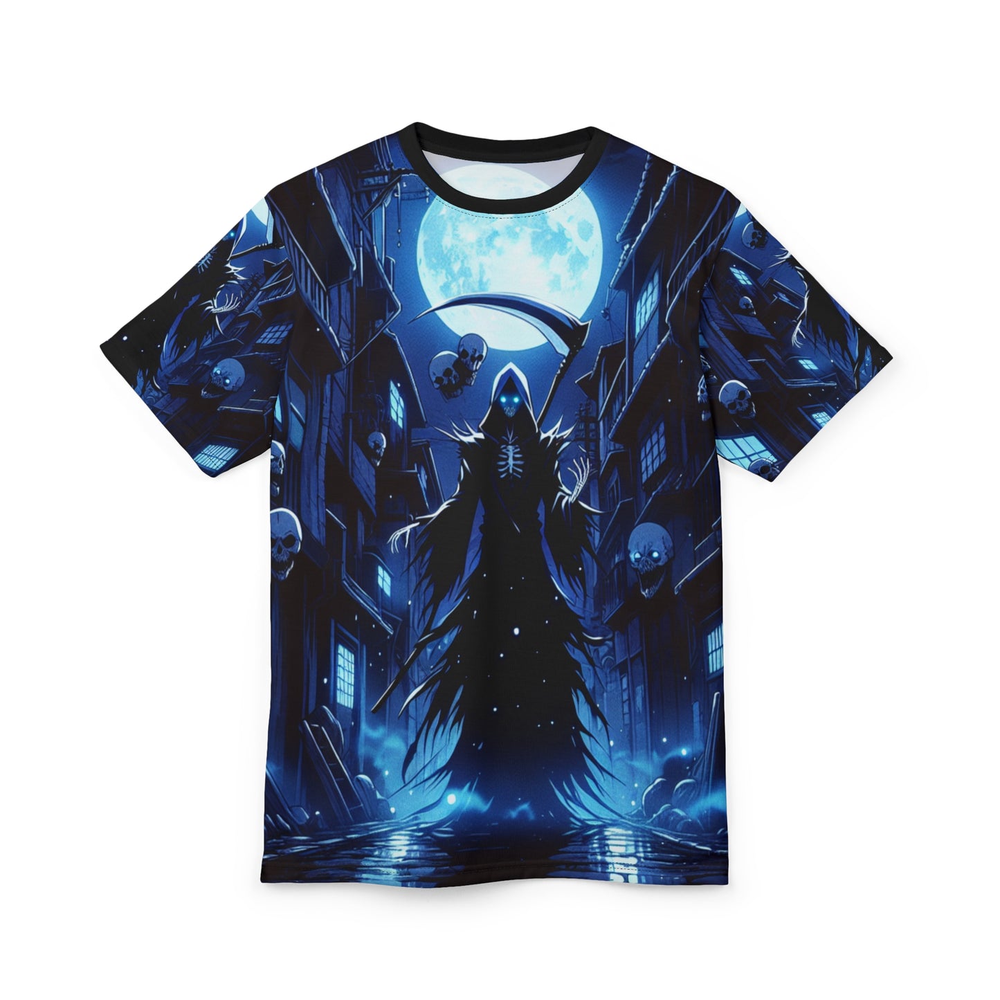 Sinigami Alley At Night Gothic Grim Reaper Tee, Halloween Shirt, Unisex Horror T-Shirt, Spooky Aesthetic Style - Shonen Anime, Weeb, Otaku, Geek, Nerd