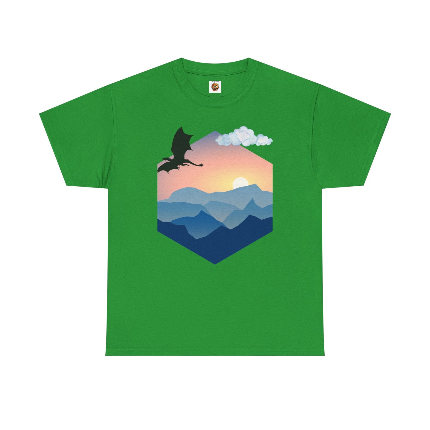 Flying Dragon Adventure Dungeons and Dragons DND Unisex Heavy Cotton Tee Shirt - Fantasy Mountain Design, RPG, TTRPG, Roleplaying, Geek, Nerd