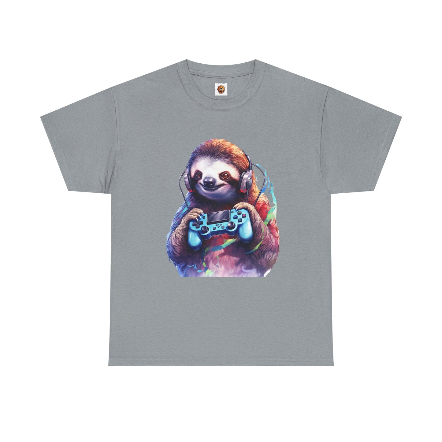 Cute Kawaii Gaming Sloth Unisex Heavy Cotton Tee - Animal Shirt, Gamer Apparel, Video Game, Anime, Weeb, Otaku, Geek, Nerd