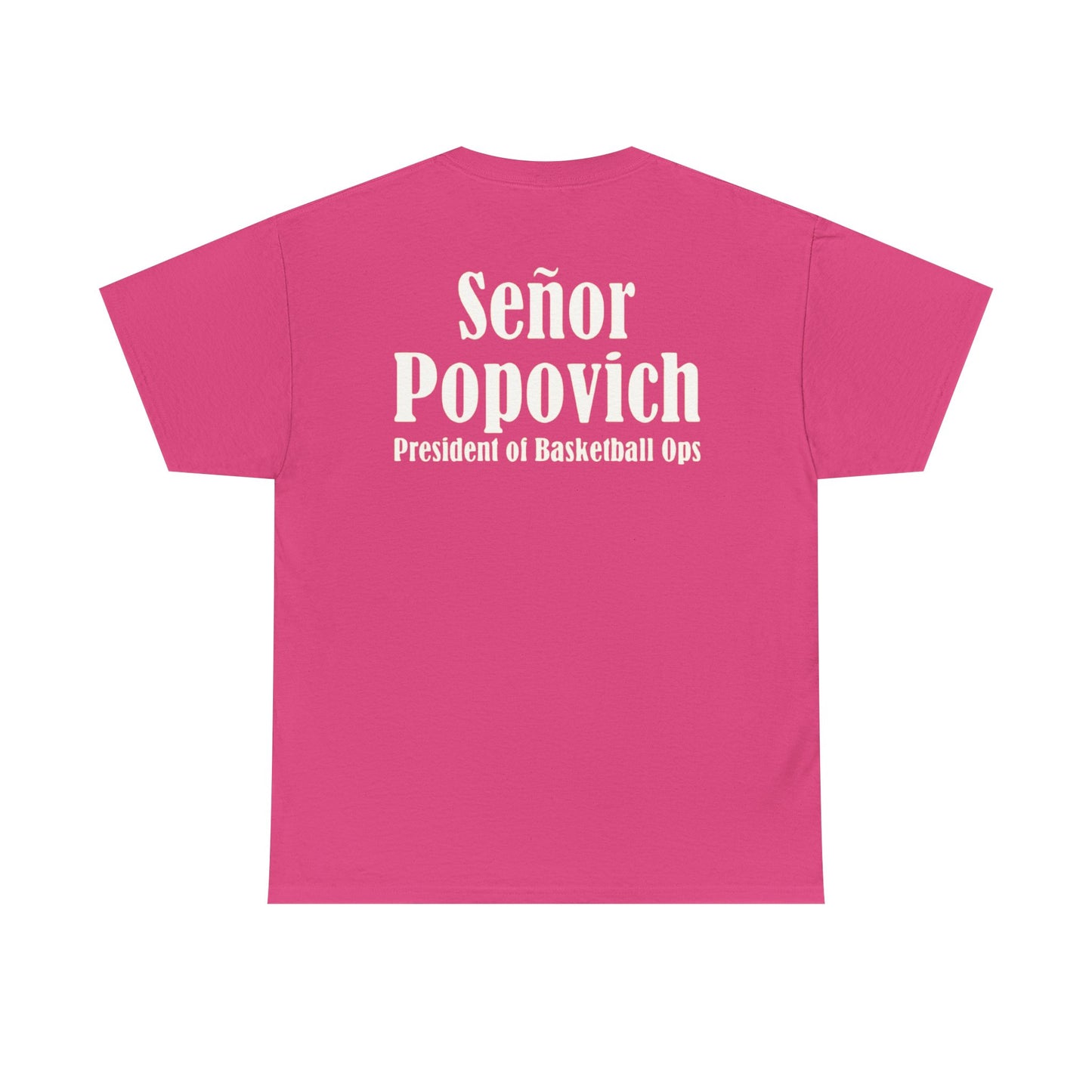 'Señor Popovich' 'El Jefe' Two Double Sided Print Unisex Heavy Cotton Tee - Casual Basketball Culture Shirt, Sports, Coach, T-Shirt