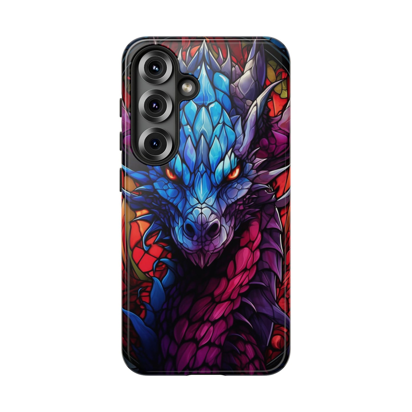 Colorful Blue Dragon Stained Glass Design Phone Case - Tough and Stylish Protection for Your Device, iPhone, Samsung, DND, Fantasy