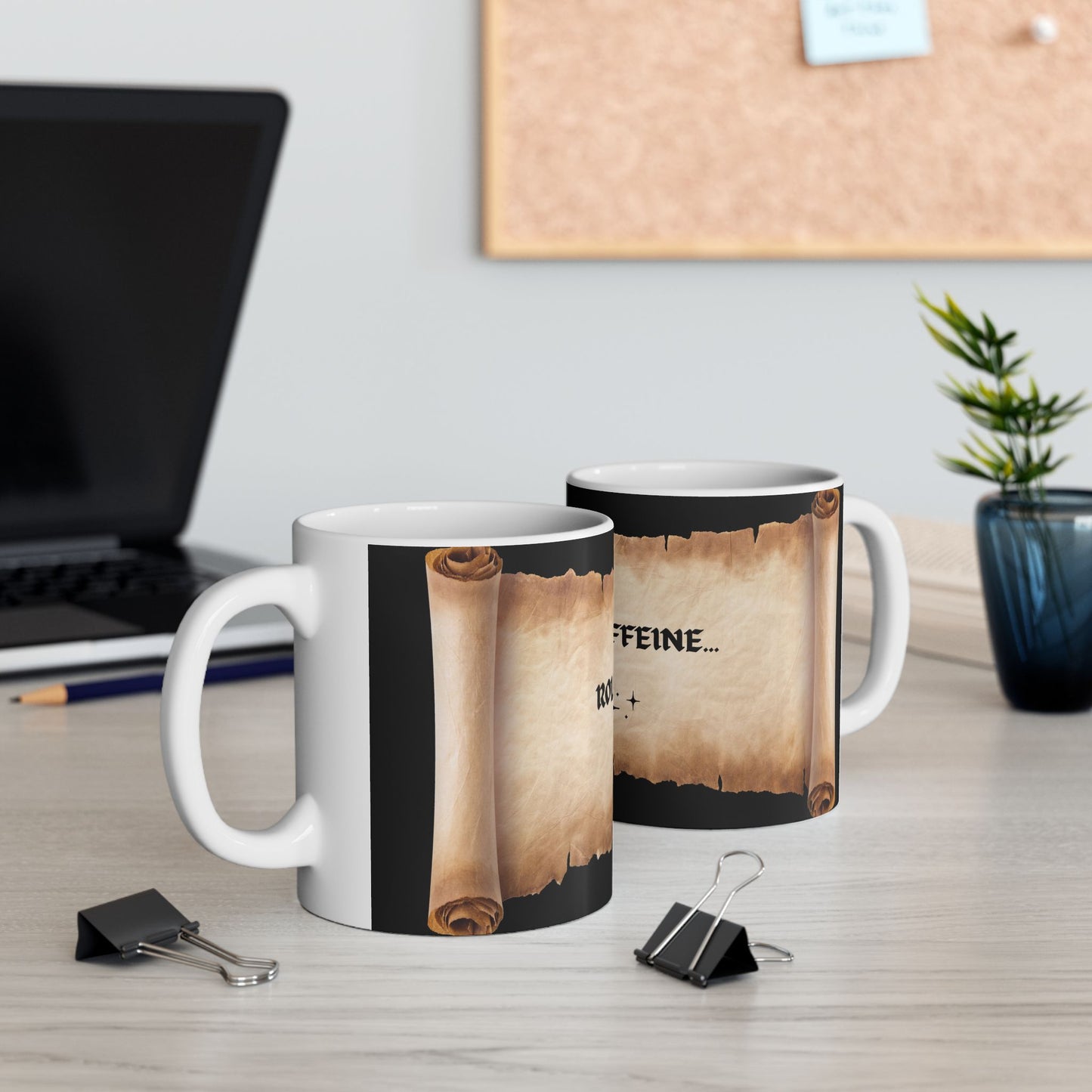D&D DND Roll for Caffeine Ceramic Mug - Perfect for Gamers and Coffee Lovers, RPG, TTRPG, Roleplaying, Geek, Nerd