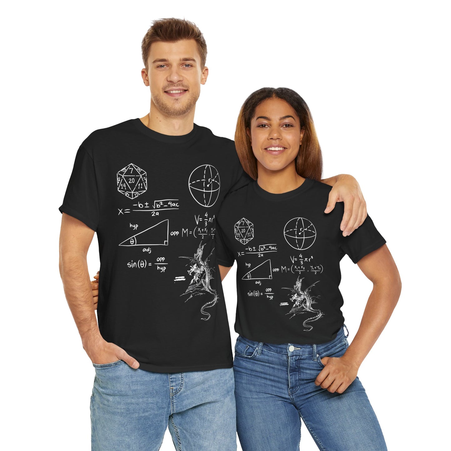 'The Science Of A D20' Mathematical Dungeon & Dragon Tee | Science Shirt for Nerds, Gifts for Geeks, Math Lover Apparel, Unisex Cotton Top, DND, RPG, TTRPG, Nerd, Dice