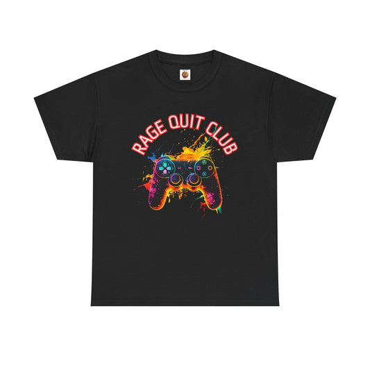 Rage Quit Club Video Game Controller Unisex Heavy Cotton Tee Shirt T-Shirt - Fun Gamer Apparel, Gaming, Geek, Nerd