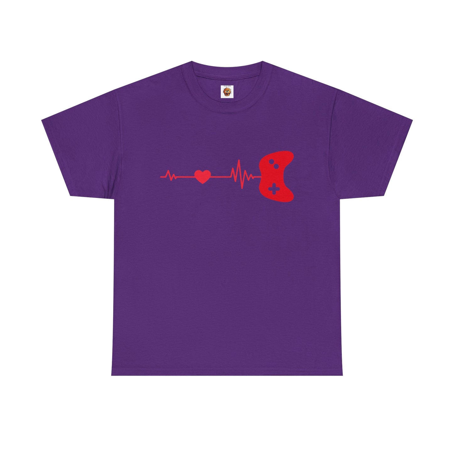 Heartbeat Domestic Video Game Controller Unisex Heavy Cotton Tee Shirt T-Shirt - Gamer, Gaming, Geek, Nerd, Life
