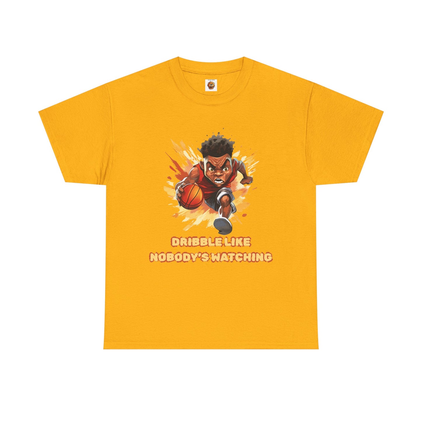 'Dribble Like Nobody's Watching' Basketball Hero Unisex Heavy Cotton Tee, Sports Shirt, Gift for Athletes, Casual Wear, Birthday Present, Basketball Fan Apparel