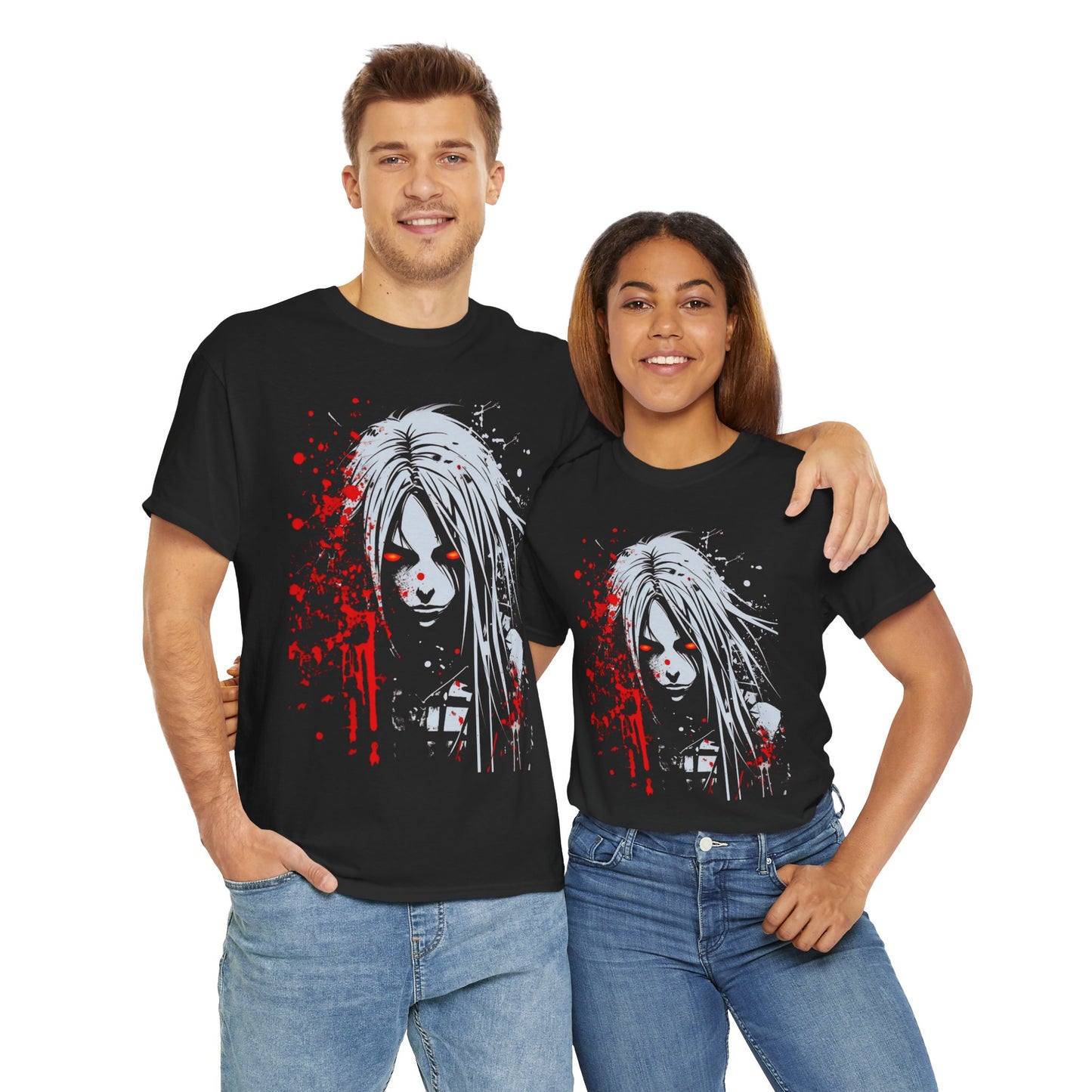 Gothic Shonen Anime Vampire 001 Graphic Tee Shirt- Unisex Heavy Cotton T-shirt with Edgy Design, Horror, Scary, Halloween, Geek, Nerd