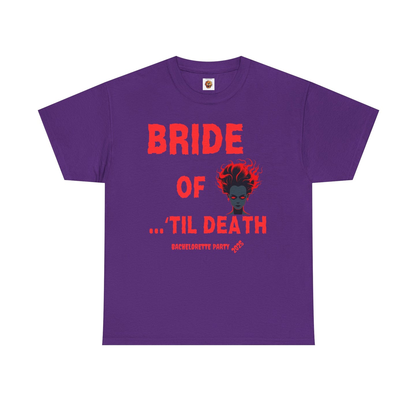 Bride of 'Til Death Bachelorette Party Tee 2025 | Unisex Heavy Cotton T-Shirt, Wedding, Engagement, Horror, Scary, Creepy, Halloween, Geek, Nerd