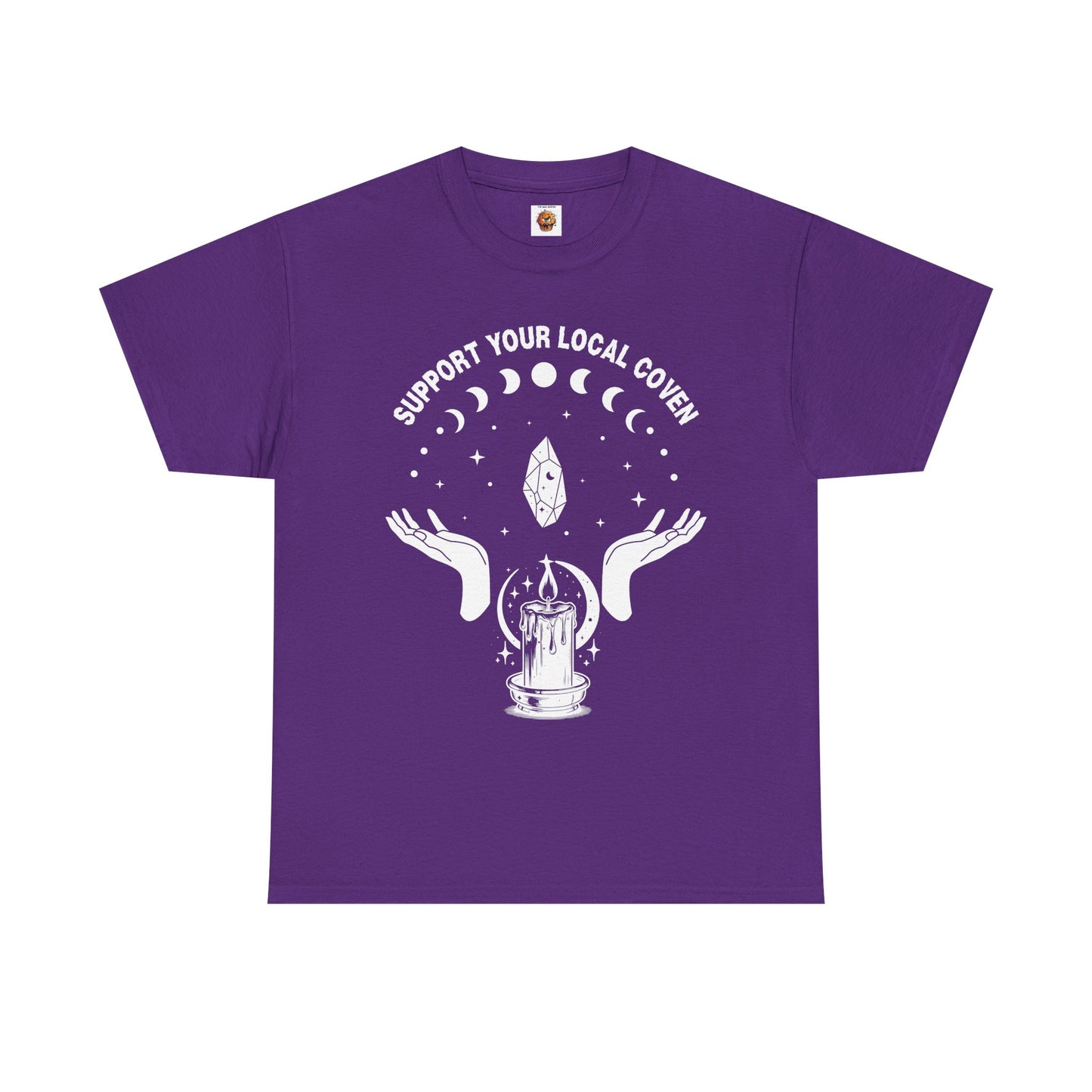 Support Your Local Coven Unisex Heavy Cotton Tee Shirt T-Shirt - Perfect for Halloween Lovers, Witch, Withcraft, Magic, Halloween, Geek, Nerd