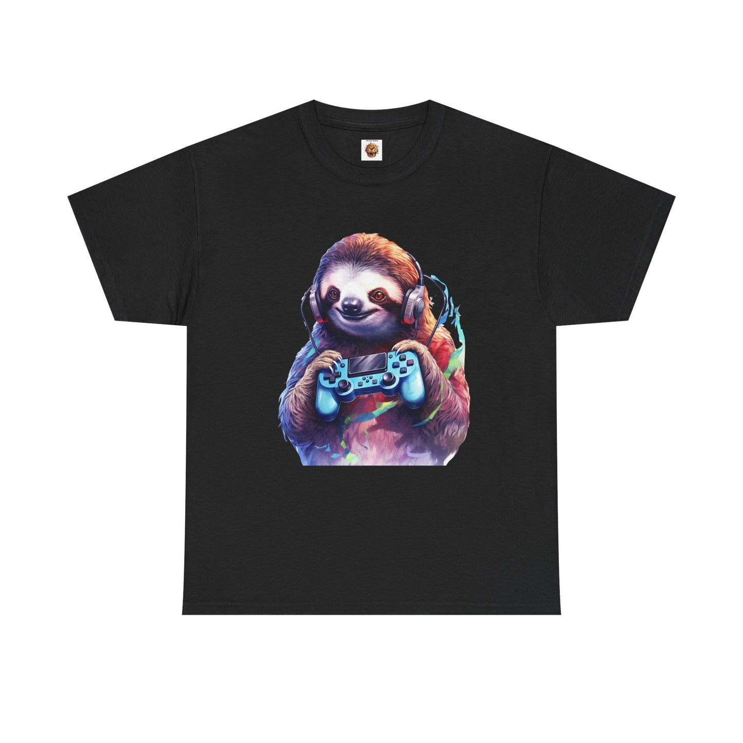 Cute Kawaii Gaming Sloth Unisex Heavy Cotton Tee - Animal Shirt, Gamer Apparel, Video Game, Anime, Weeb, Otaku, Geek, Nerd