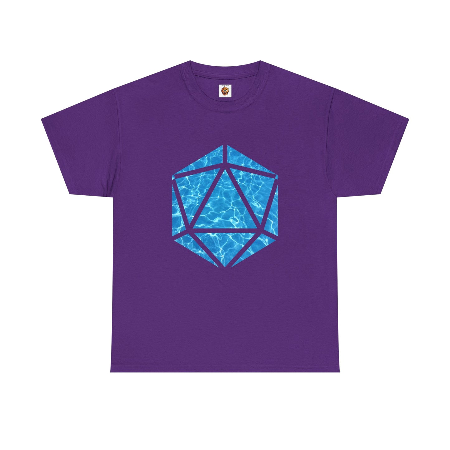 D20 Water Element-Inspired Unisex Heavy Cotton Tee - Graphic Tee, Casual Shirt, Unique Gift, Summer Outfit, Eco-Friendly Fashion, DND, RPG, TTRPG, Geek, Nerd