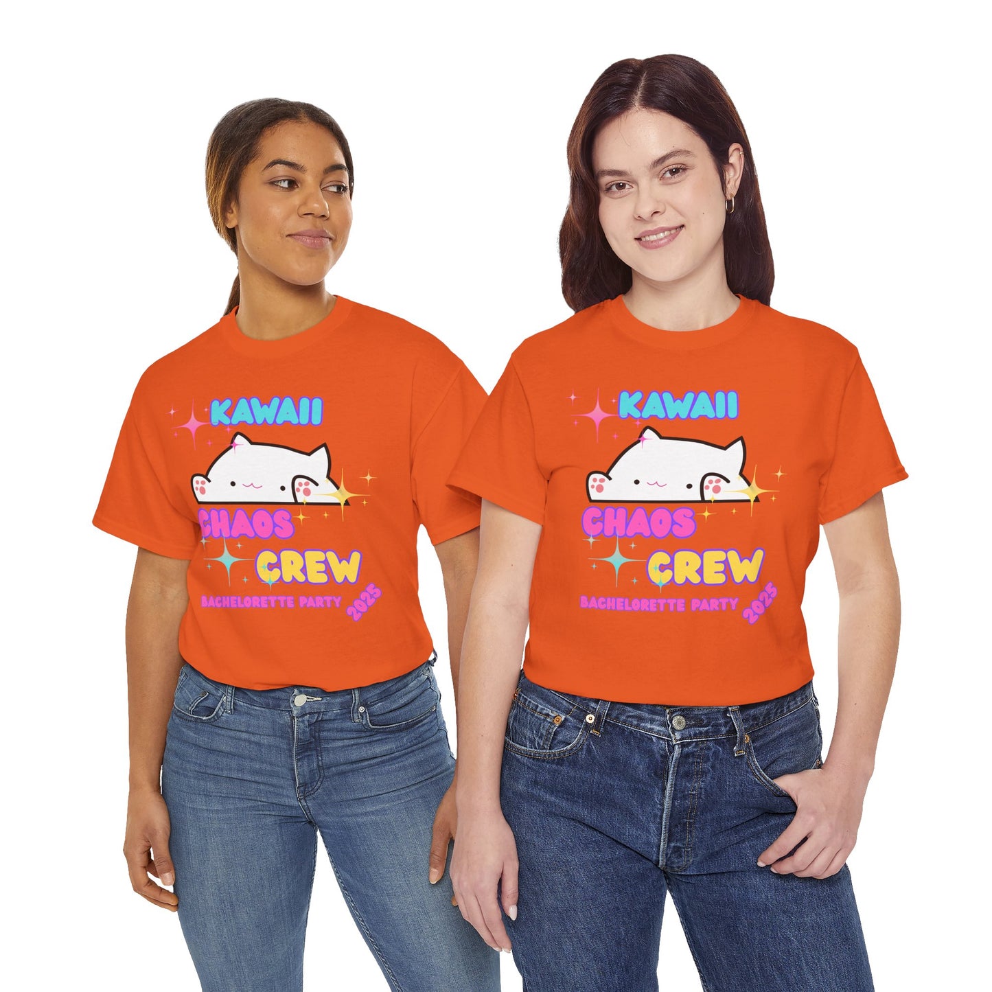 Cute Kawaii Chaos Crew Bachelorette Party 2025 Unisex Heavy Cotton Tee - Perfect for Anime Lovers, Funny, Weeb, Otaku, Geek, Nerd, Cat