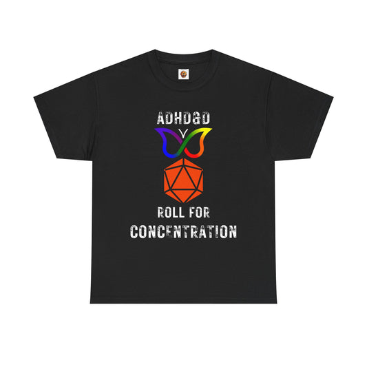 ADHD Official Rainbow Butterfly Orange D20 Dungeons and Dragons DND Unisex Heavy Cotton Tee Shirt - ADHD&D, RPG, TTRPG, Roleplaying, Geek, Nerd