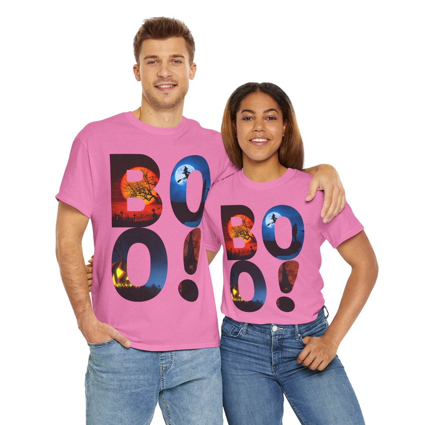 Cute Funny Halloween Boo! Unisex Heavy Cotton Tee Shirt T-Shirt - For Horror Lovers, Scary, Geek, Nerd