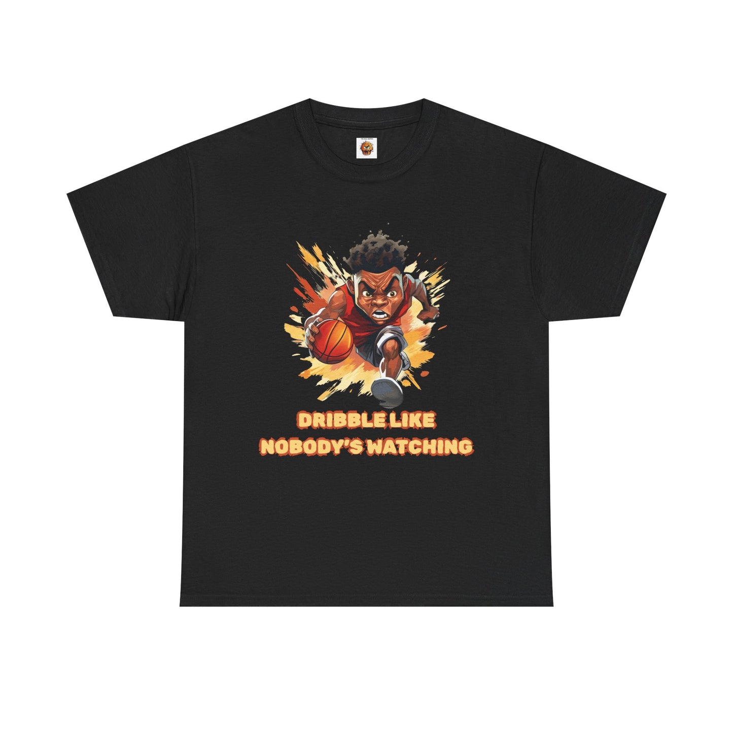 'Dribble Like Nobody's Watching' Basketball Hero Unisex Heavy Cotton Tee, Sports Shirt, Gift for Athletes, Casual Wear, Birthday Present, Basketball Fan Apparel