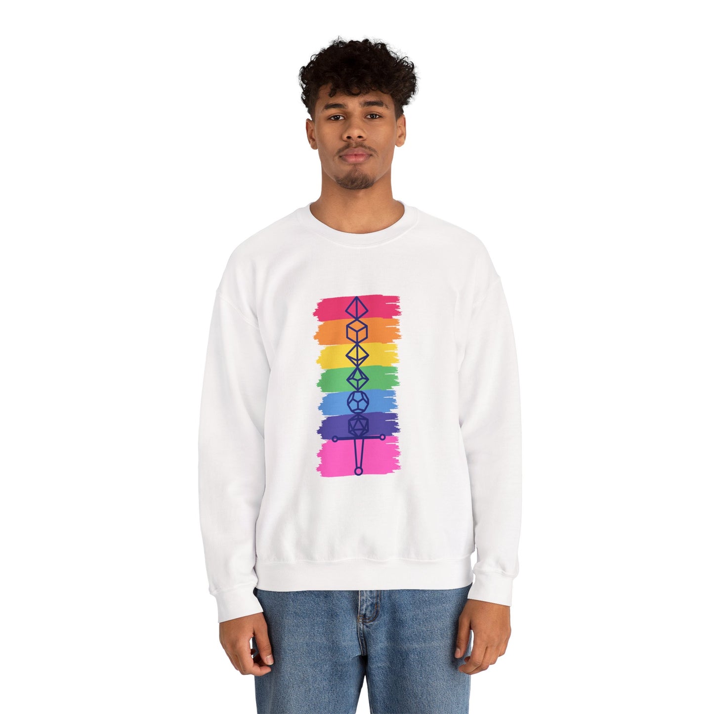 Safe Space Pride Month Rainbow Sword Dungeons and Dragons DND Unisex Heavy Blend Sweatshirt T-Shirt - RPG, TTRPG, Roleplaying, Geek, Nerd