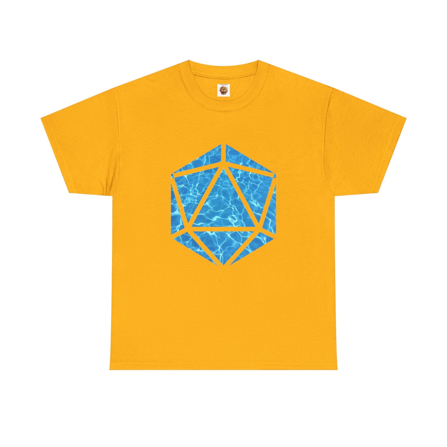 D20 Water Element-Inspired Unisex Heavy Cotton Tee - Graphic Tee, Casual Shirt, Unique Gift, Summer Outfit, Eco-Friendly Fashion, DND, RPG, TTRPG, Geek, Nerd
