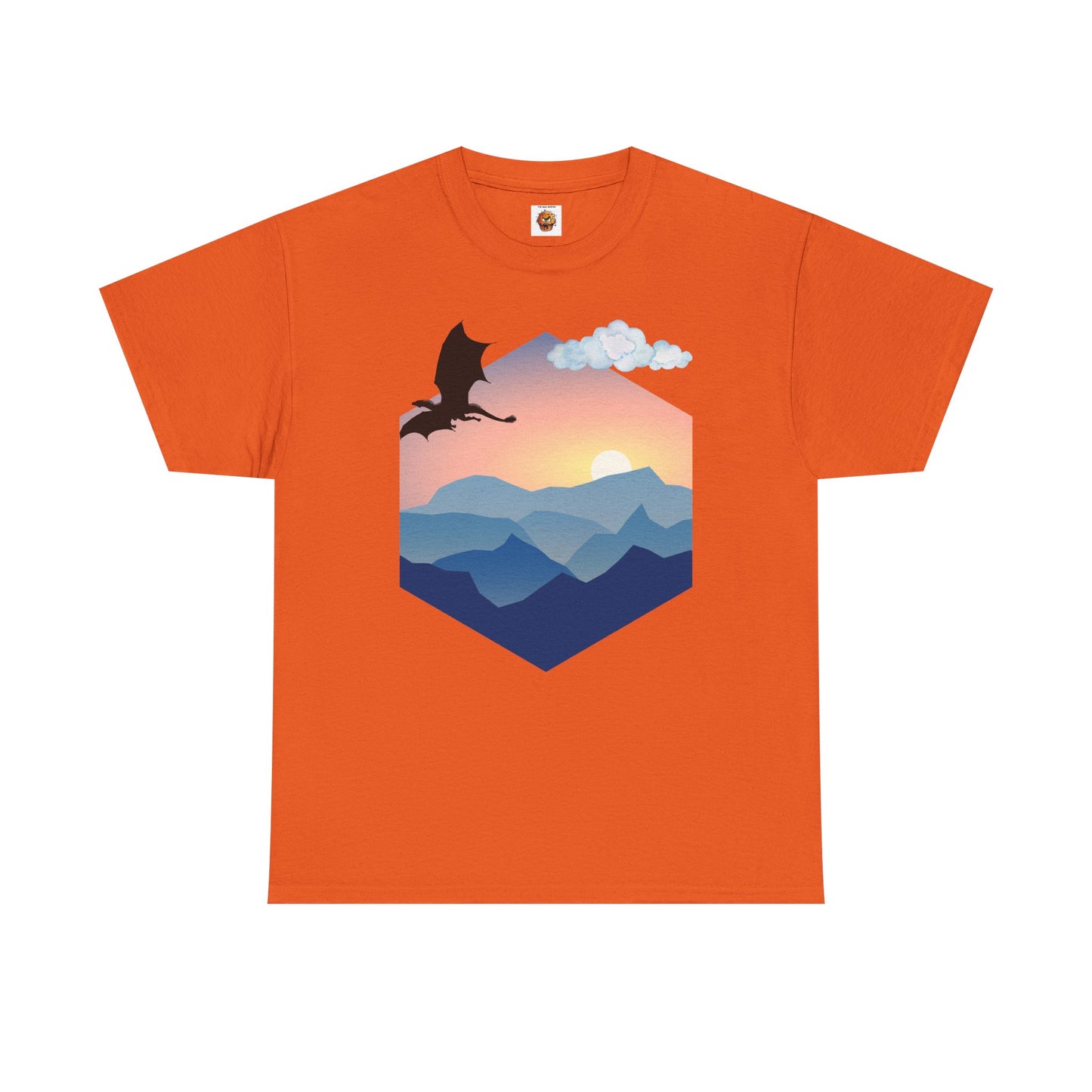 Flying Dragon Adventure Dungeons and Dragons DND Unisex Heavy Cotton Tee Shirt - Fantasy Mountain Design, RPG, TTRPG, Roleplaying, Geek, Nerd