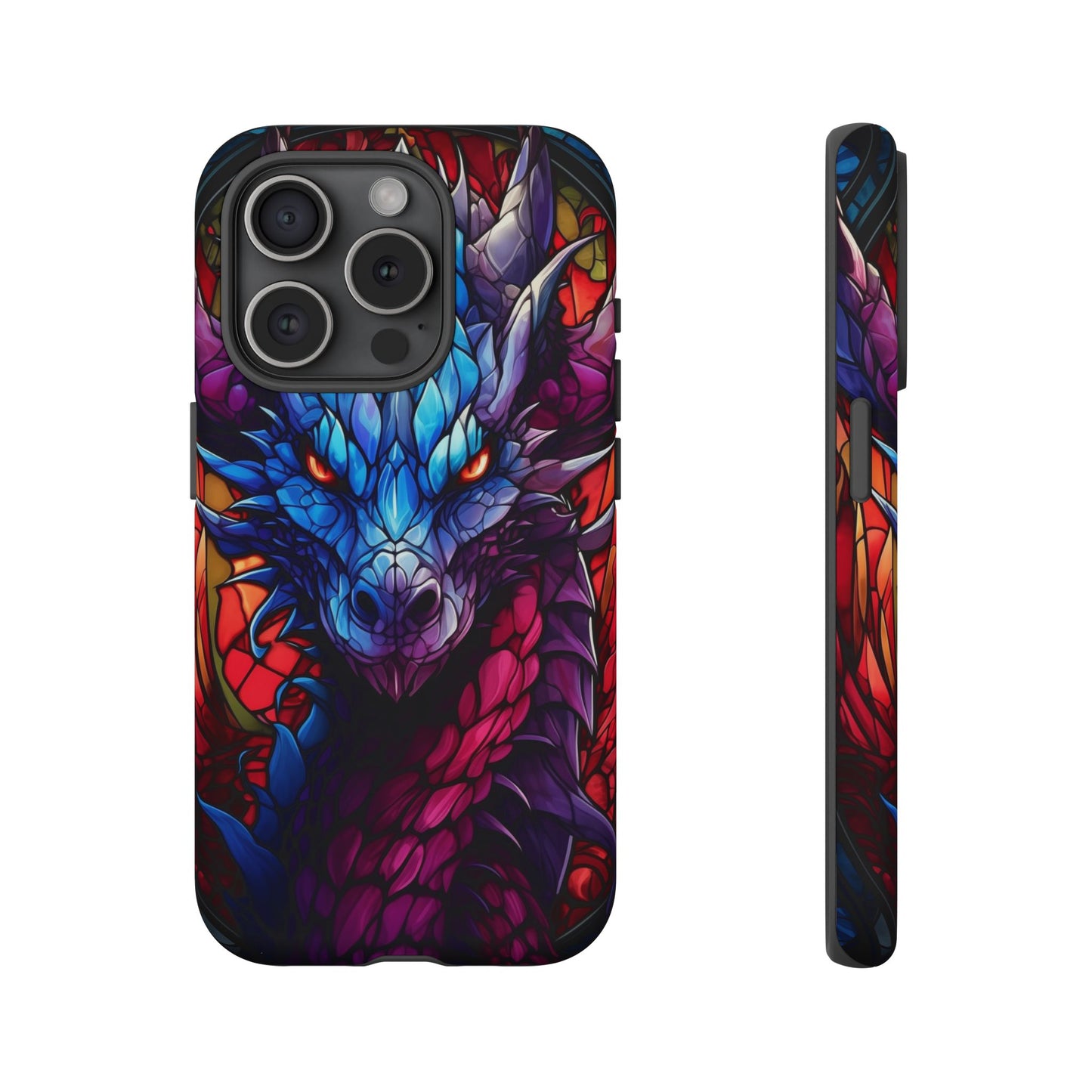 Colorful Blue Dragon Stained Glass Design Phone Case - Tough and Stylish Protection for Your Device, iPhone, Samsung, DND, Fantasy