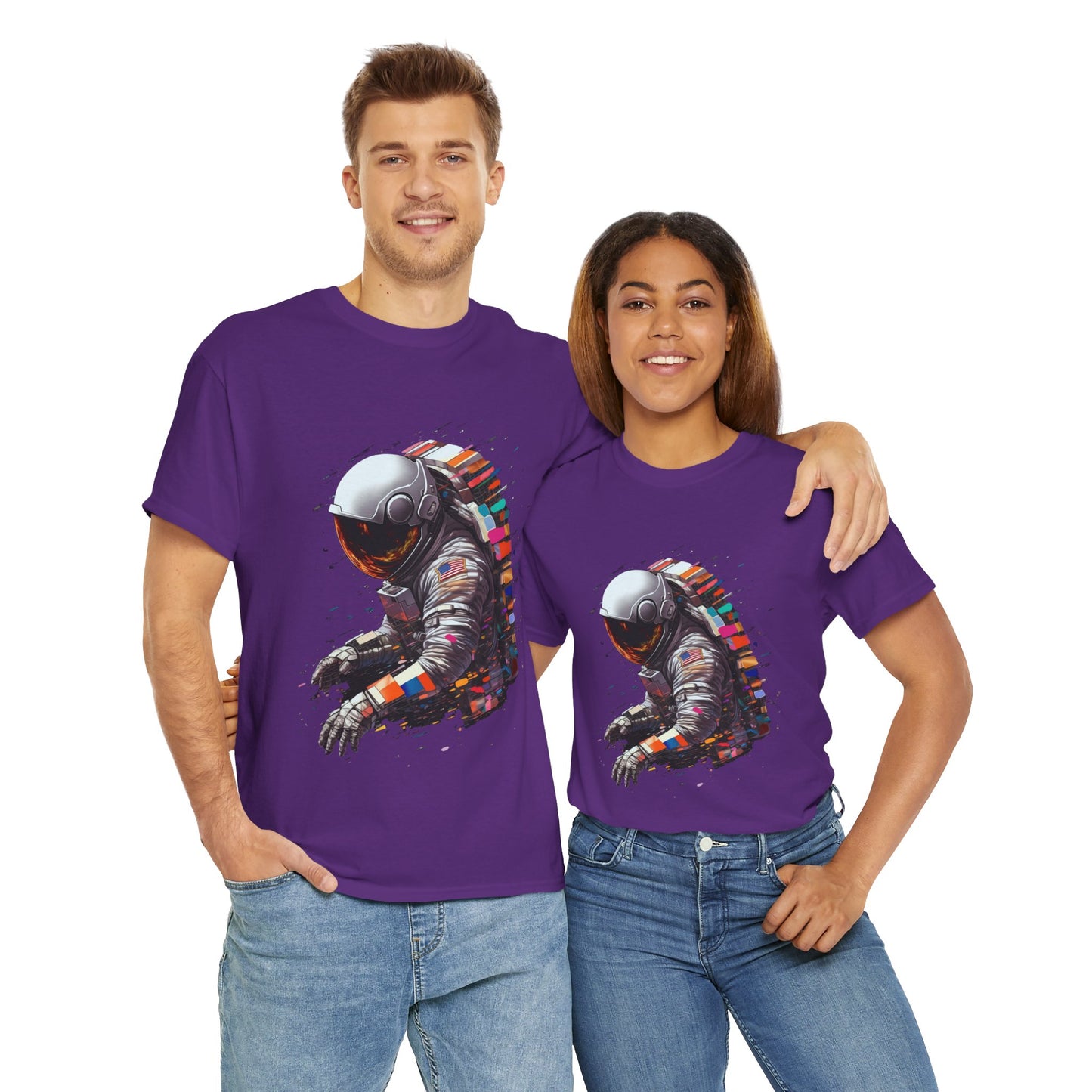 U.S. Astronaut Cosmic Explorer Unisex Heavy Cotton Tee Shirt - Space-Themed Graphic T-Shirt, Geek, Nerd