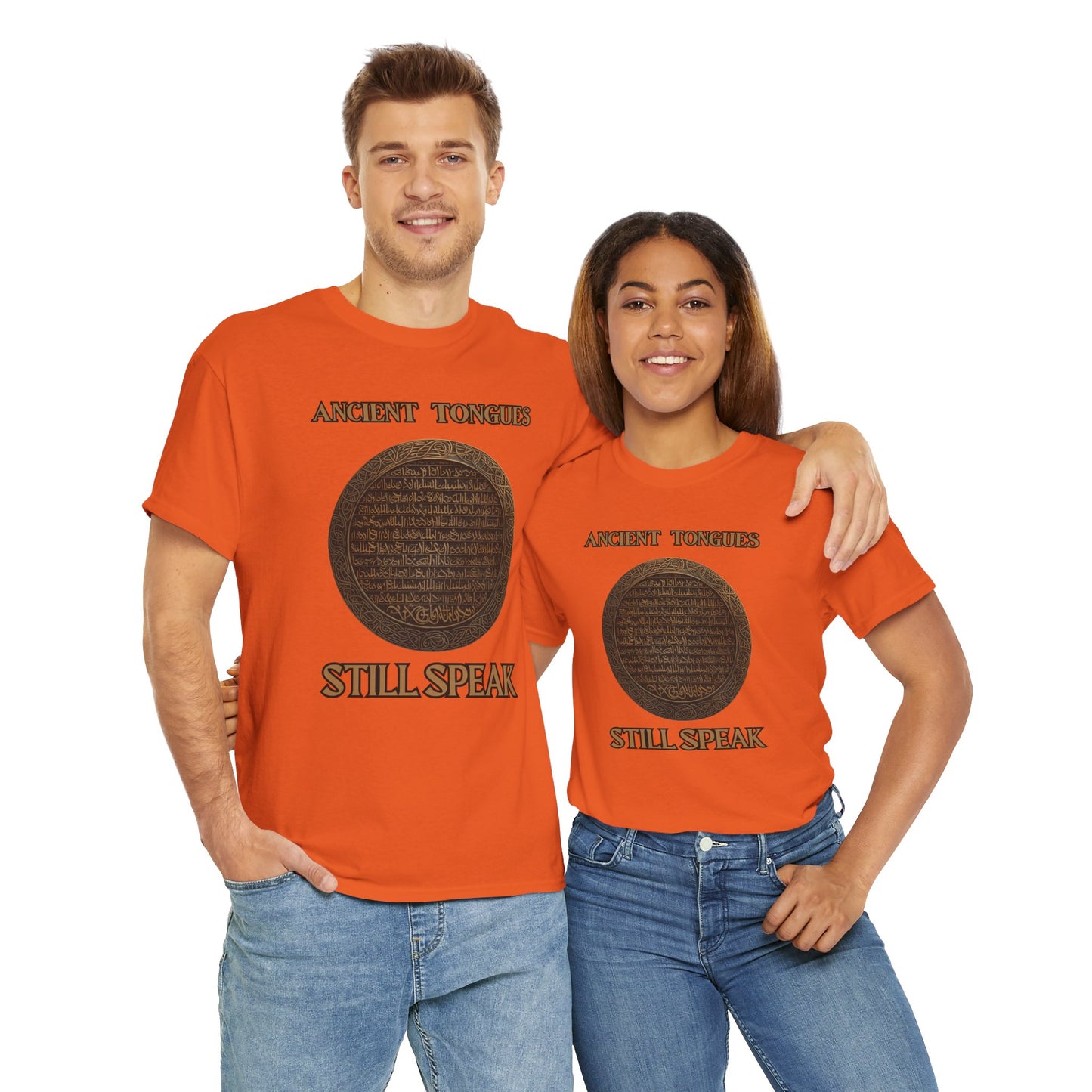 'Ancient Tongues Still Speak' Old Elvish Dwarvish Language Unisex Heavy Cotton Tee, Graphic Tee, Gift for Linguists, Casual Wear, Unique Quote Shirt, DND, RPG, TTRPG, Geek, Nerd