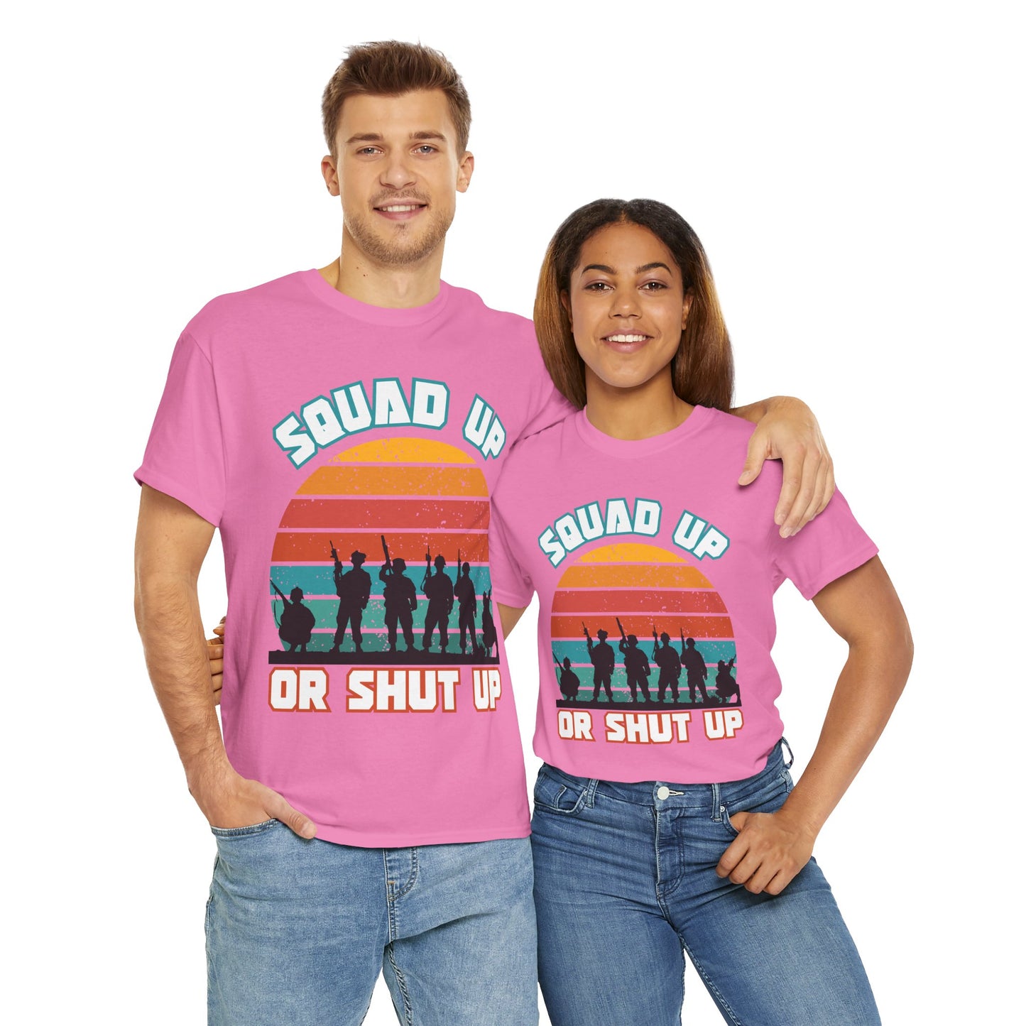 Squad Up Military Unisex Heavy Cotton Tee Shirt - Gamer, Gaming Graphic T-Shirt for Friends, Parties, and Casual Wear, Geek, Nerd