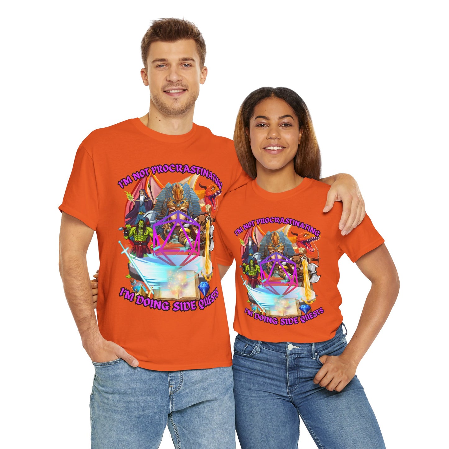Quirky Funny Graphic Tee - "I'm Not Procrastinating, I'm Doing Side Quests" - Fun Gift for Gamers, Cozy Casual Wear, Summer Vibes, DND, RPG, TTRPG, Geek, Nerd
