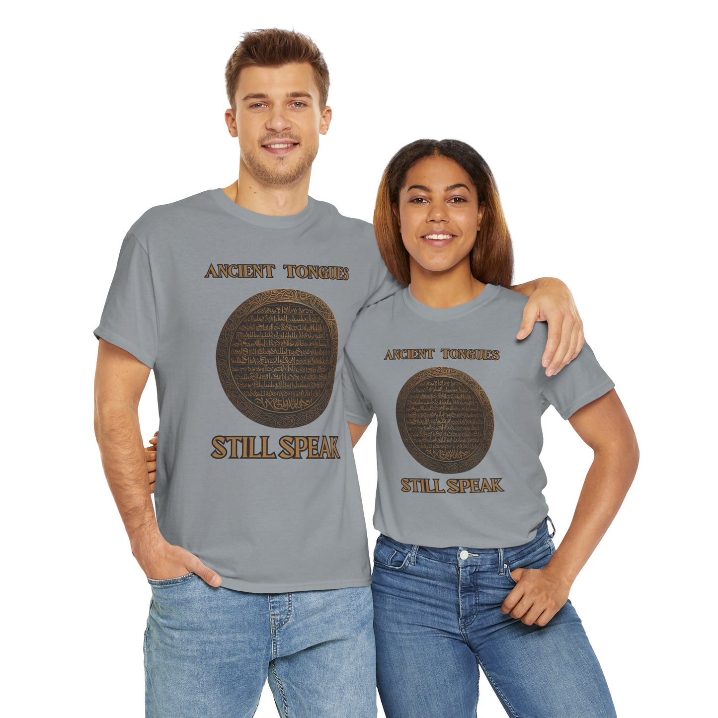 'Ancient Tongues Still Speak' Old Elvish Dwarvish Language Unisex Heavy Cotton Tee, Graphic Tee, Gift for Linguists, Casual Wear, Unique Quote Shirt, DND, RPG, TTRPG, Geek, Nerd