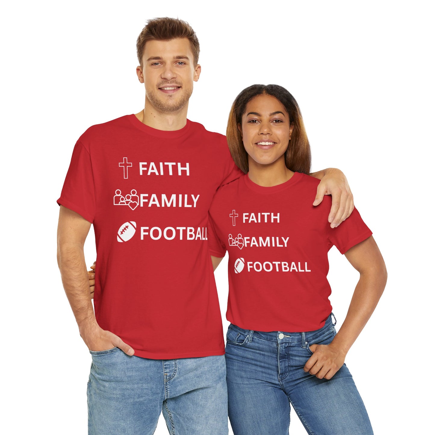 Faith, Family, Football Unisex Comfortable Cotton Tee for Casual Days, Gift for Friends, Weekend Wear, Relaxed Style, Unisex Graphic Tee