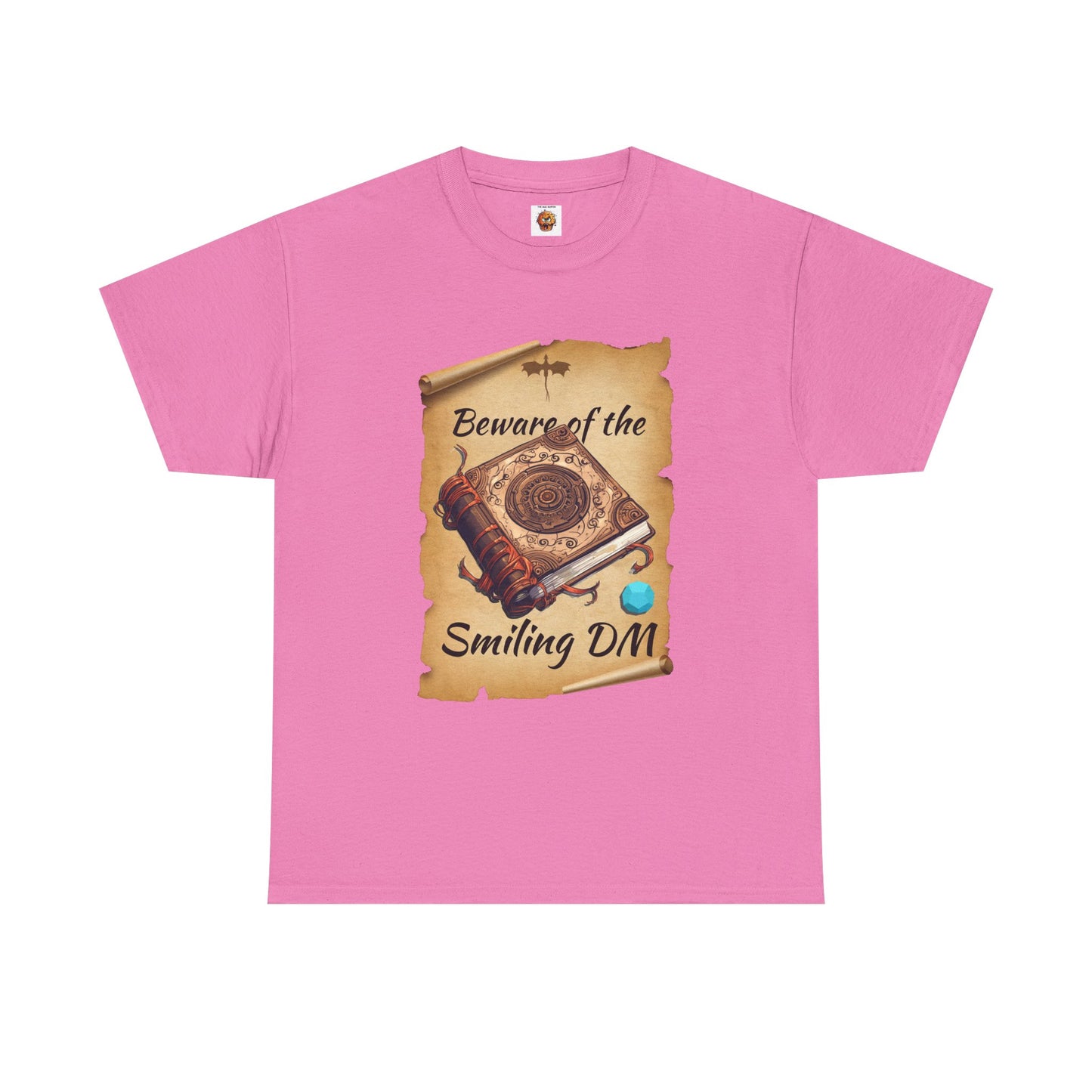 Unisex Heavy Cotton Tee - "Beware of the Smiling DM" RPG Humor Shirt, Ideal for Gamers, Casual Wear, Gifts for D&D Fans, Fun T-Shirt, D20, DND, TTRPG, Geek, Nerd