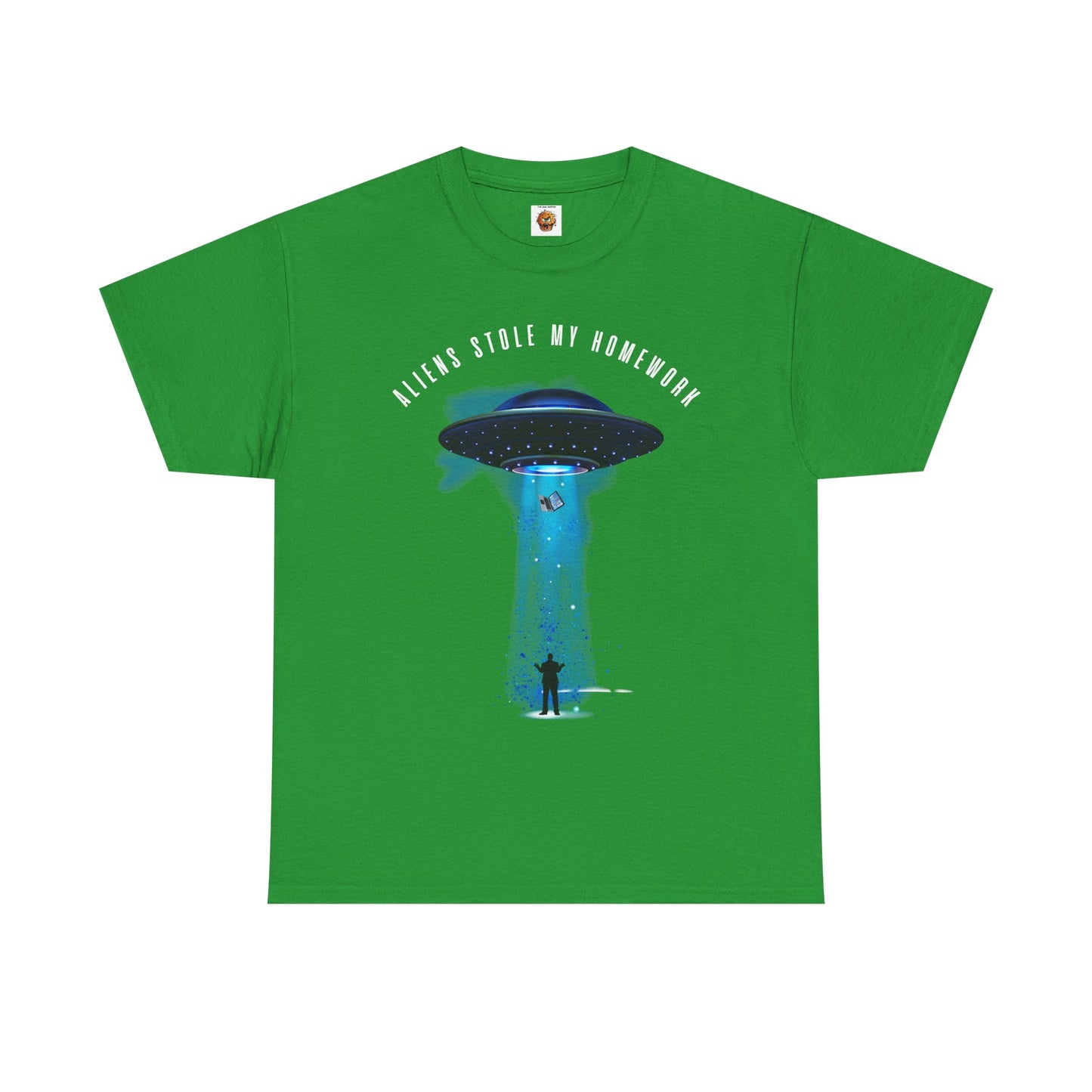 Flying Saucer Alien Abduction Unisex Heavy Cotton Tee Shirt - Aliens Stole My Homework UFO Graphic T-Shirt, Geek, Nerd