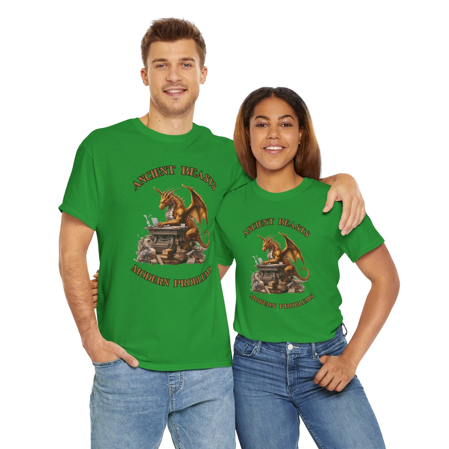 Dragons & Office Work Unisex Heavy Cotton Tee, Perfect Gift for Fantasy Lovers, Bookworms, T-Shirt for Dragon Enthusiasts, DND, RPG, TTRPG, Geek, Nerd, Reader