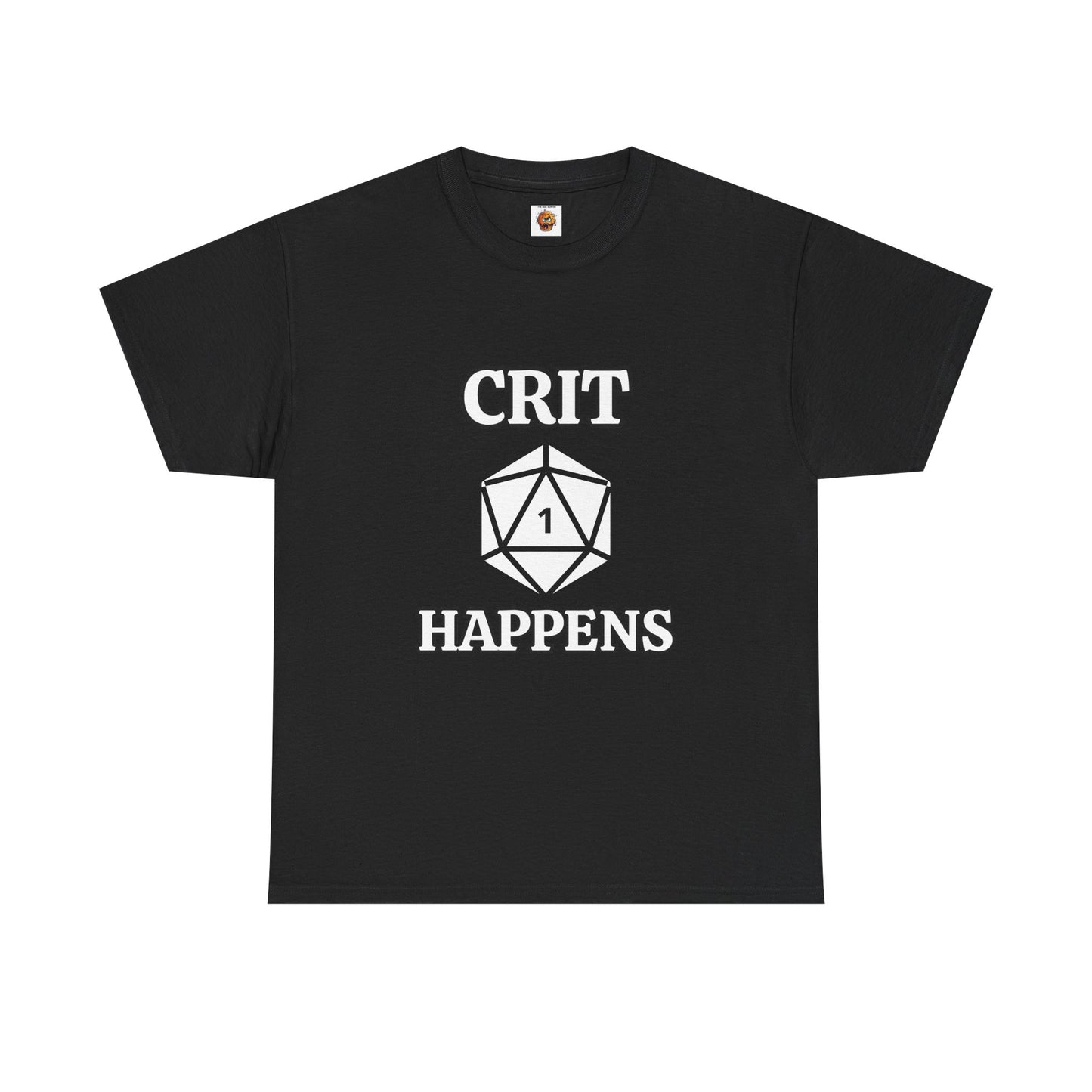 'Crit Happens' D20 Gaming Humor Tee, Unisex Graphic T-Shirt for Gamers, Funny D&D Apparel, Gift for RPG Players, Casual Wear for Game Nights, DND, RPG, TTRPG, Geek, Nerd