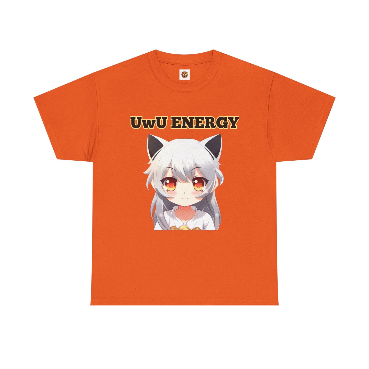 Cute Anime 'UwU ENERGY' Cat Girl Neko Nekomusume Unisex Heavy Cotton Tee Shirt T-Shirt - Weeb, Otaku, Geek, Nerd