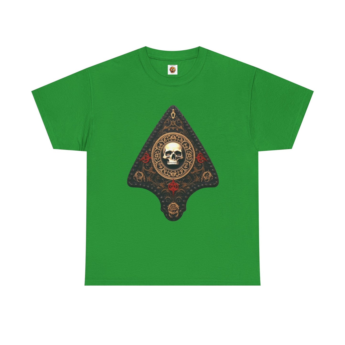 Skull Design Ouija Planchette Unisex Heavy Cotton Tee Shirt - Unique Graphic T-Shirt for Horror Fans, Scary, Gothic, Halloween, Geek, Nerd