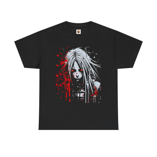 Gothic Shonen Anime Vampire 001 Graphic Tee Shirt- Unisex Heavy Cotton T-shirt with Edgy Design, Horror, Scary, Halloween, Geek, Nerd