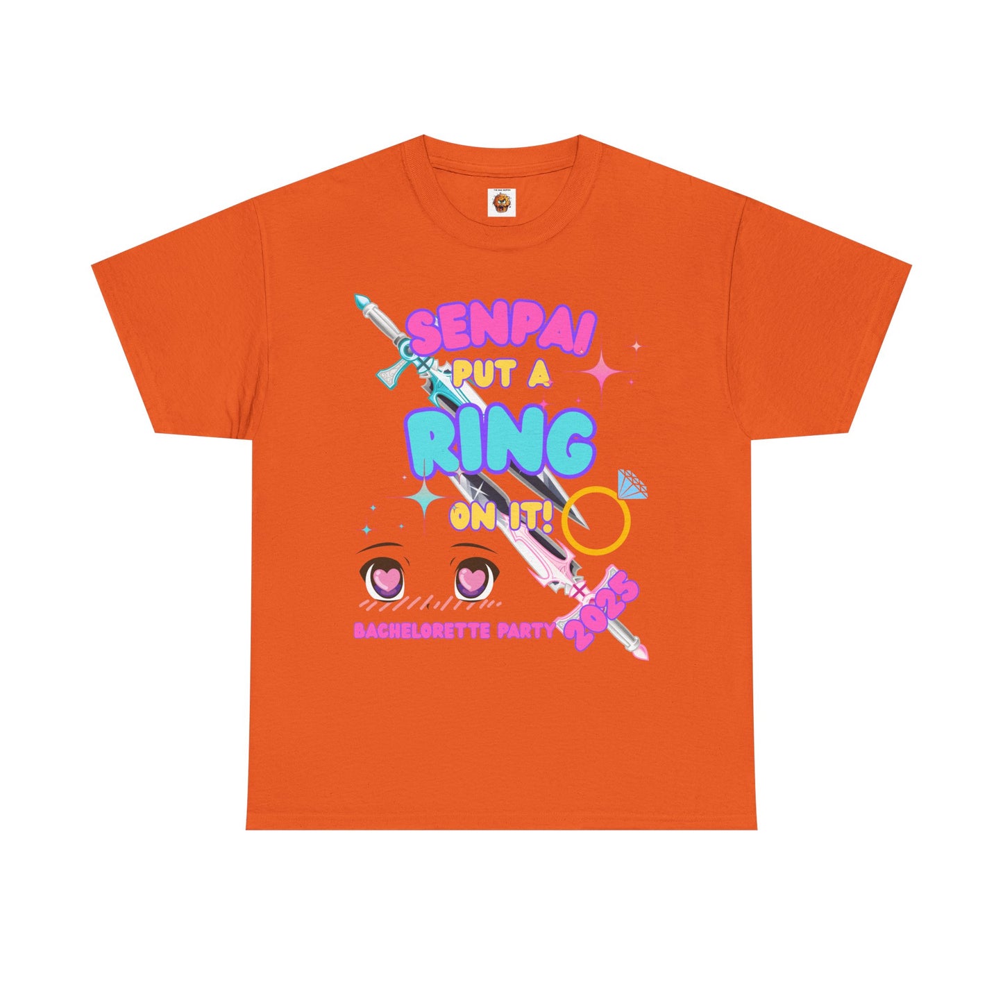 Kawaii Cute Funny Bachelorette Party Tee - "Senpai Put a Ring on It!" Unisex Heavy Cotton T-Shirt, Wedding, Engagement, Anime, Weeb, Otaku, Geek, Nerd