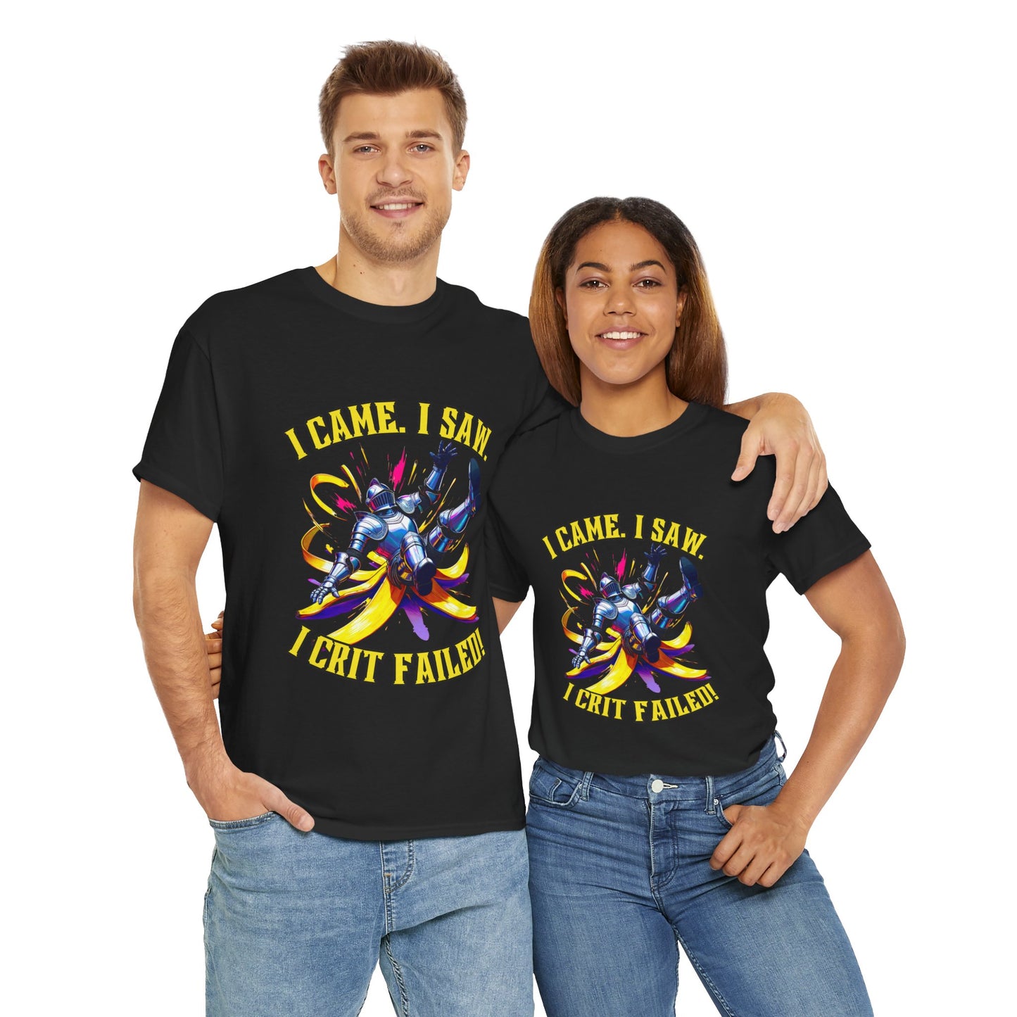 Funny Gamer Unisex Tee - 'I Came, I Saw, I Crit Failed' - Perfect for Gaming Gifts, Birthday, or Casual Wear, DND, RPG, TTRPG, Geek, Nerd
