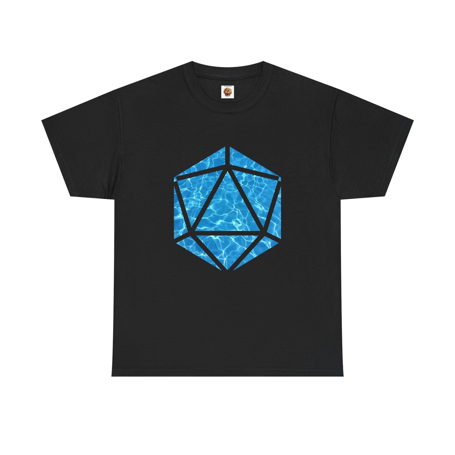 D20 Water Element-Inspired Unisex Heavy Cotton Tee - Graphic Tee, Casual Shirt, Unique Gift, Summer Outfit, Eco-Friendly Fashion, DND, RPG, TTRPG, Geek, Nerd