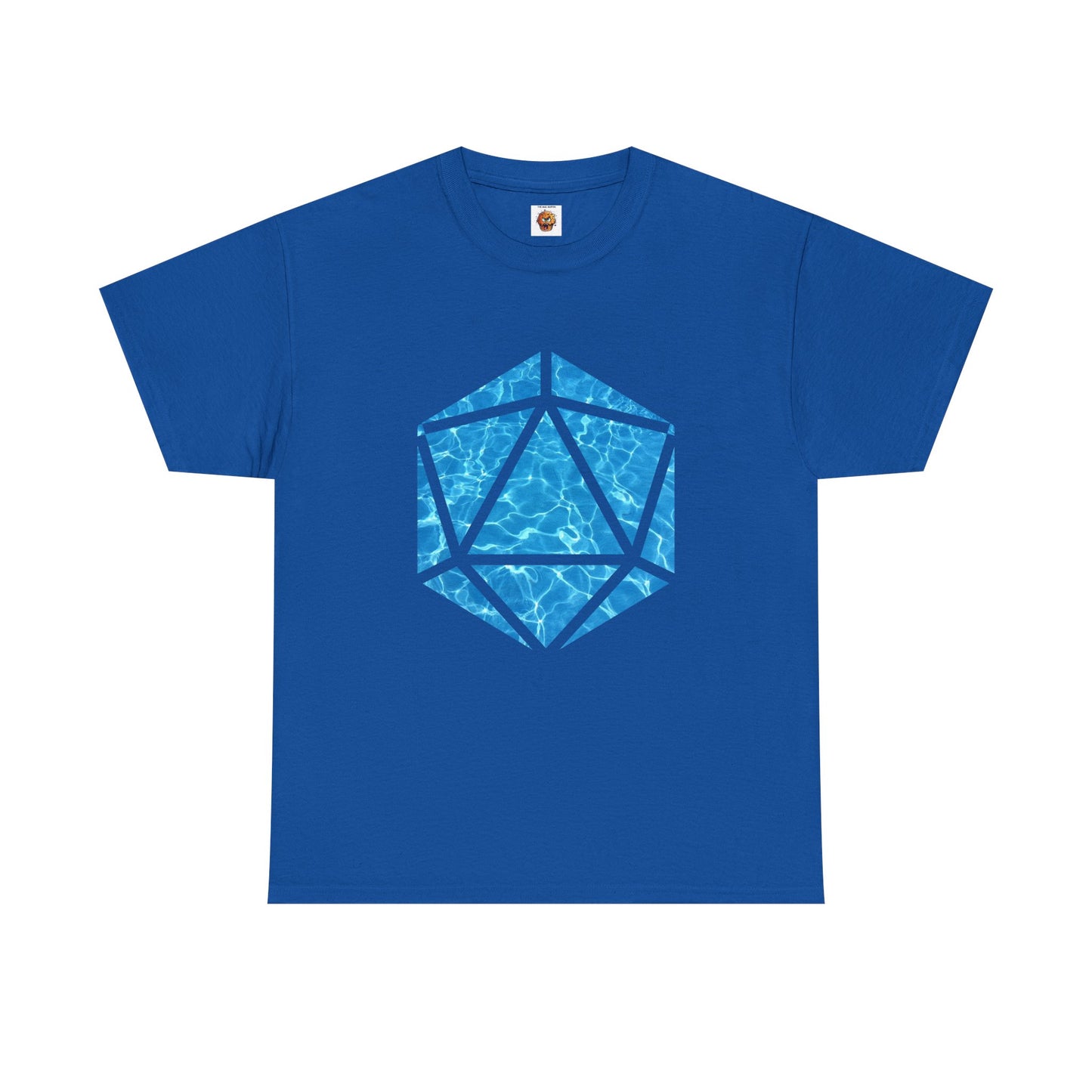 D20 Water Element-Inspired Unisex Heavy Cotton Tee - Graphic Tee, Casual Shirt, Unique Gift, Summer Outfit, Eco-Friendly Fashion, DND, RPG, TTRPG, Geek, Nerd
