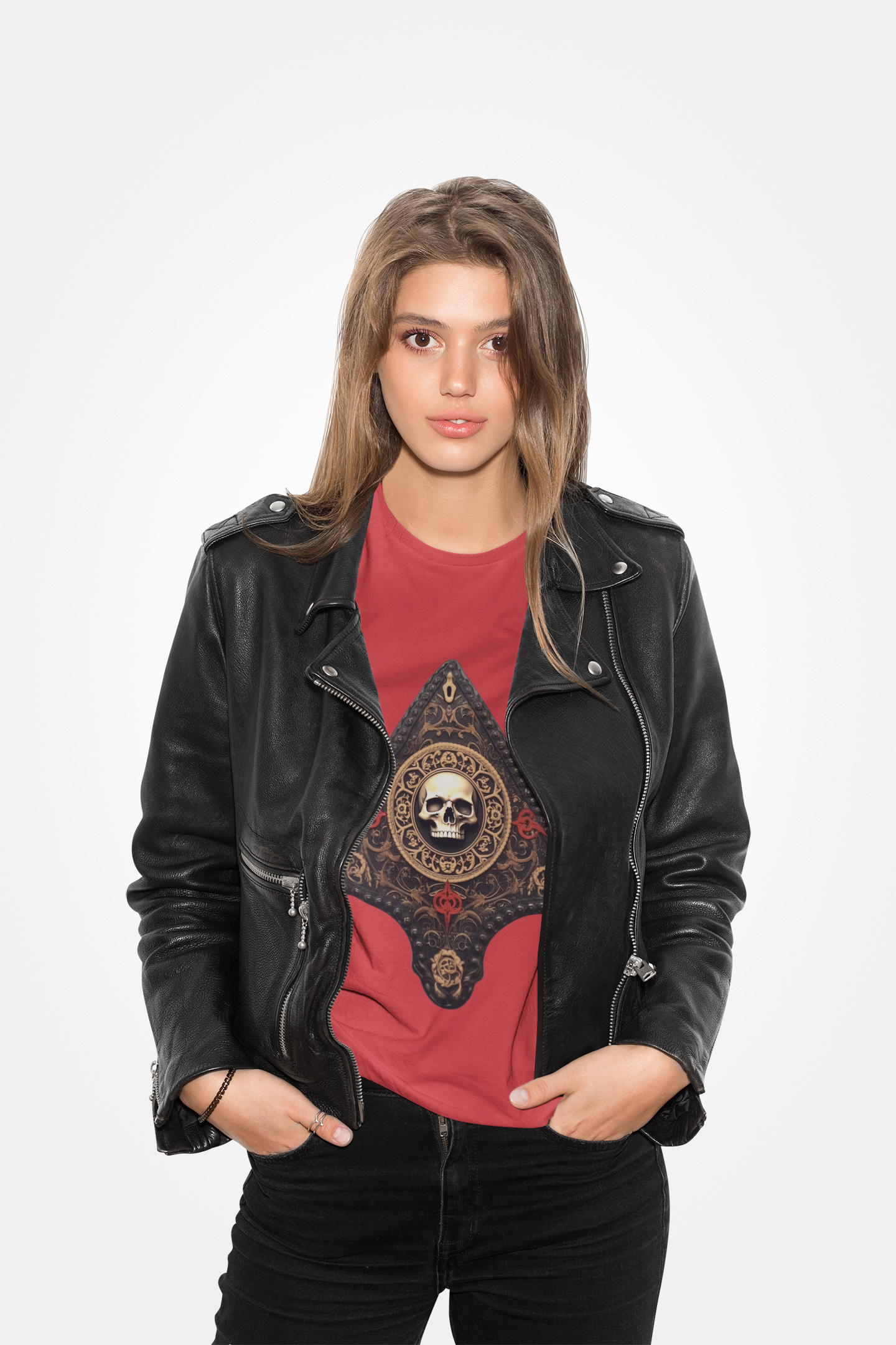 Skull Design Ouija Planchette Unisex Heavy Cotton Tee Shirt - Unique Graphic T-Shirt for Horror Fans, Scary, Gothic, Halloween, Geek, Nerd
