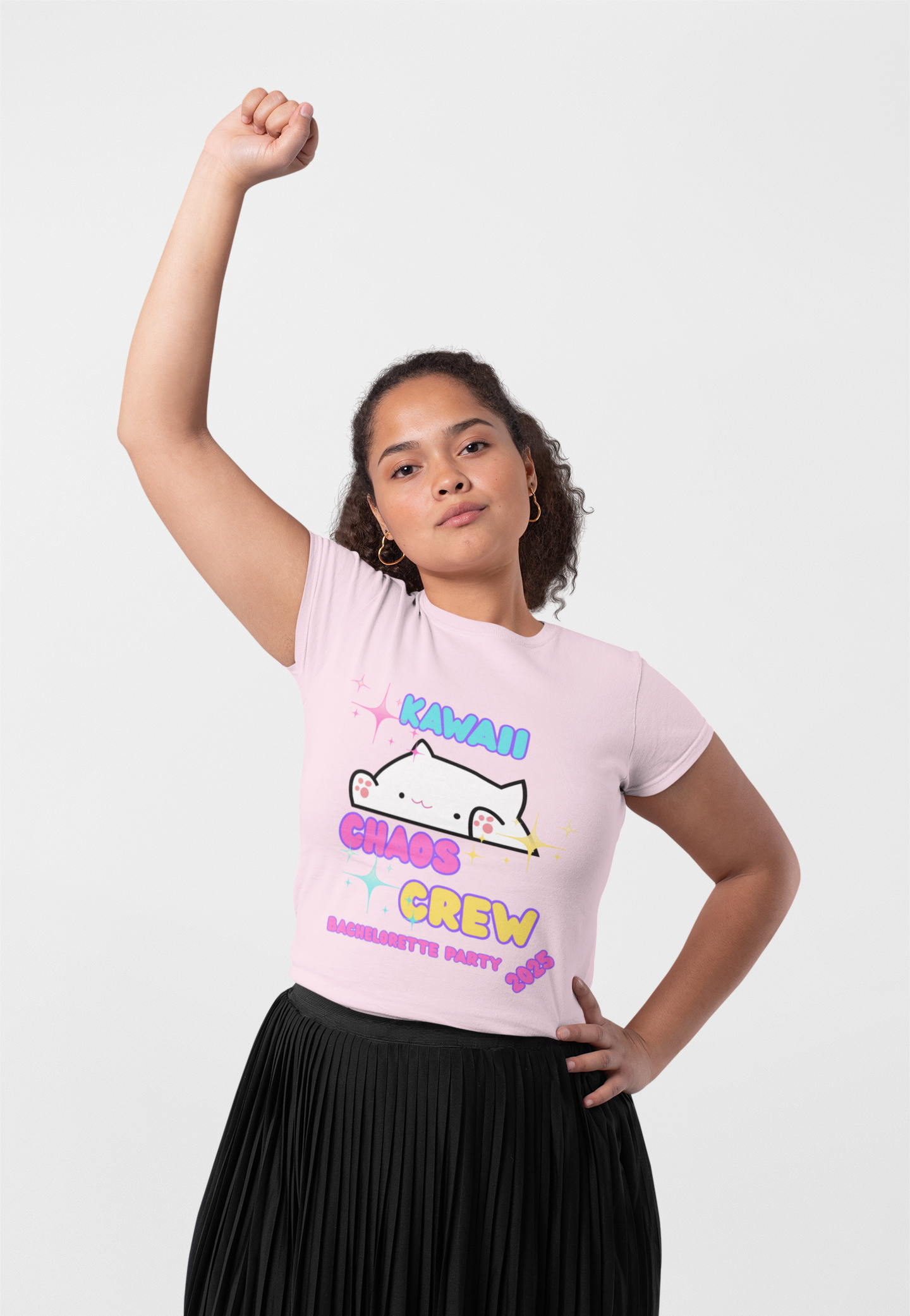 Cute Kawaii Chaos Crew Bachelorette Party 2025 Unisex Heavy Cotton Tee - Perfect for Anime Lovers, Funny, Weeb, Otaku, Geek, Nerd, Cat