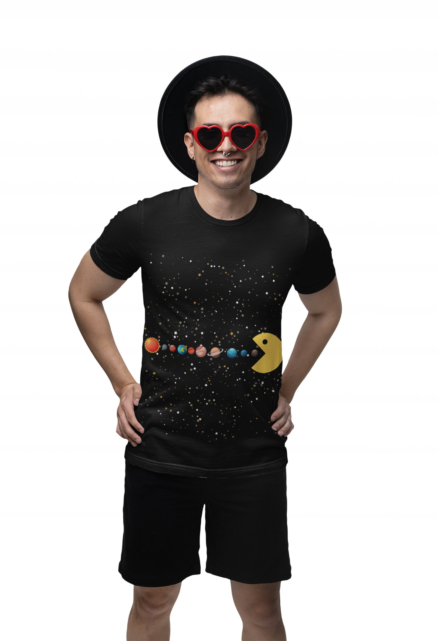 Funny Cute Galaxy Solar System Retro Video Game Unisex Heavy Cotton Tee - Gamer Shirt, Gaming, Space, Geek, Nerd