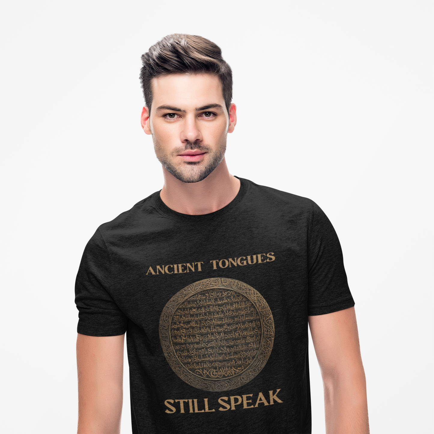 'Ancient Tongues Still Speak' Old Elvish Dwarvish Language Unisex Heavy Cotton Tee, Graphic Tee, Gift for Linguists, Casual Wear, Unique Quote Shirt, DND, RPG, TTRPG, Geek, Nerd