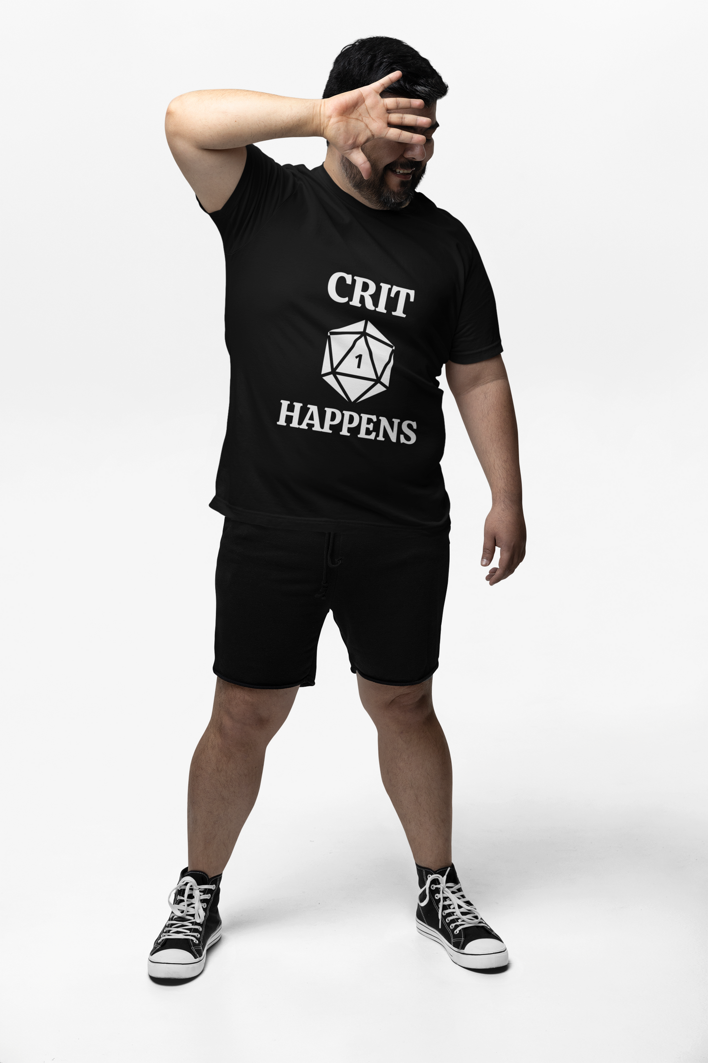 'Crit Happens' D20 Gaming Humor Tee, Unisex Graphic T-Shirt for Gamers, Funny D&D Apparel, Gift for RPG Players, Casual Wear for Game Nights, DND, RPG, TTRPG, Geek, Nerd
